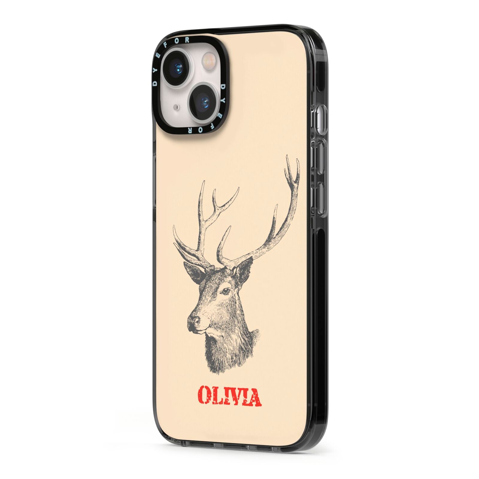 Personalised Rudolph iPhone 13 Black Impact Case Side Angle on Silver phone