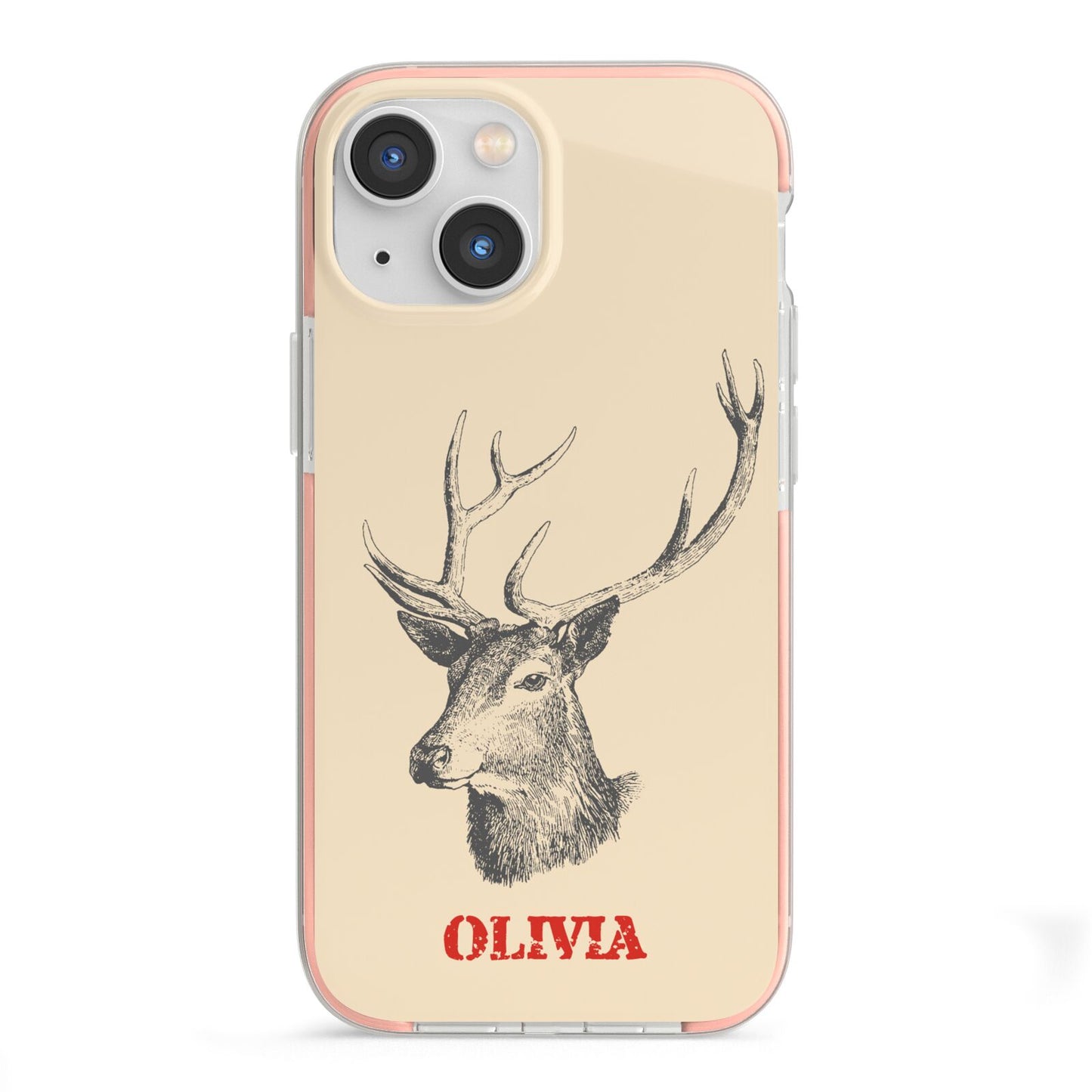 Personalised Rudolph iPhone 13 Mini TPU Impact Case with Pink Edges