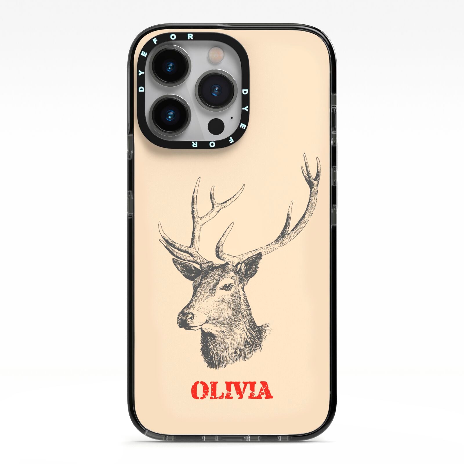 Personalised Rudolph iPhone 13 Pro Black Impact Case on Silver phone