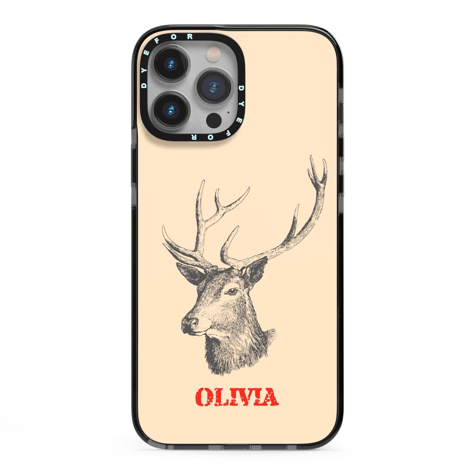 Personalised Rudolph iPhone 13 Pro Max Black Impact Case on Silver phone