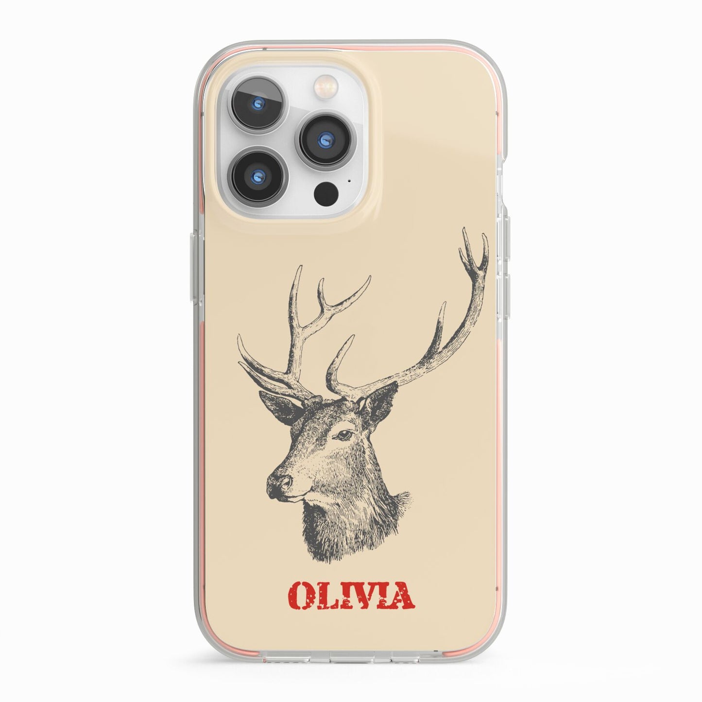 Personalised Rudolph iPhone 13 Pro TPU Impact Case with Pink Edges