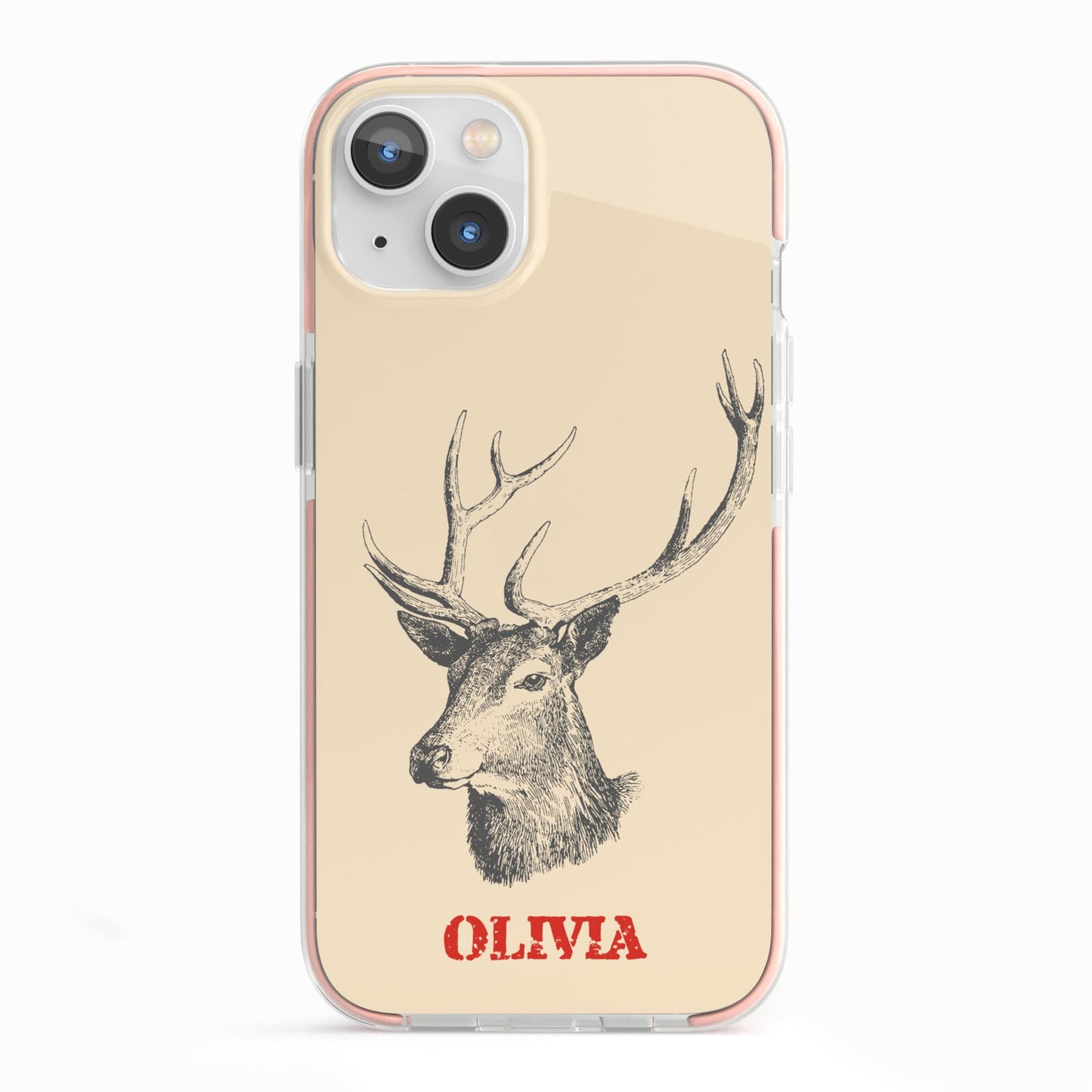 Personalised Rudolph iPhone 13 TPU Impact Case with Pink Edges