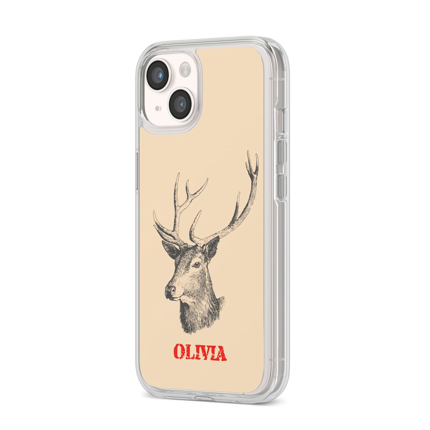 Personalised Rudolph iPhone 14 Clear Tough Case Starlight Angled Image