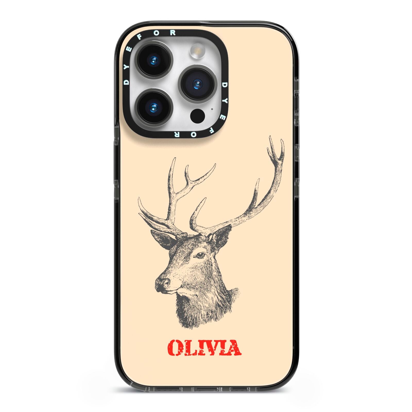 Personalised Rudolph iPhone 14 Pro Black Impact Case on Silver phone