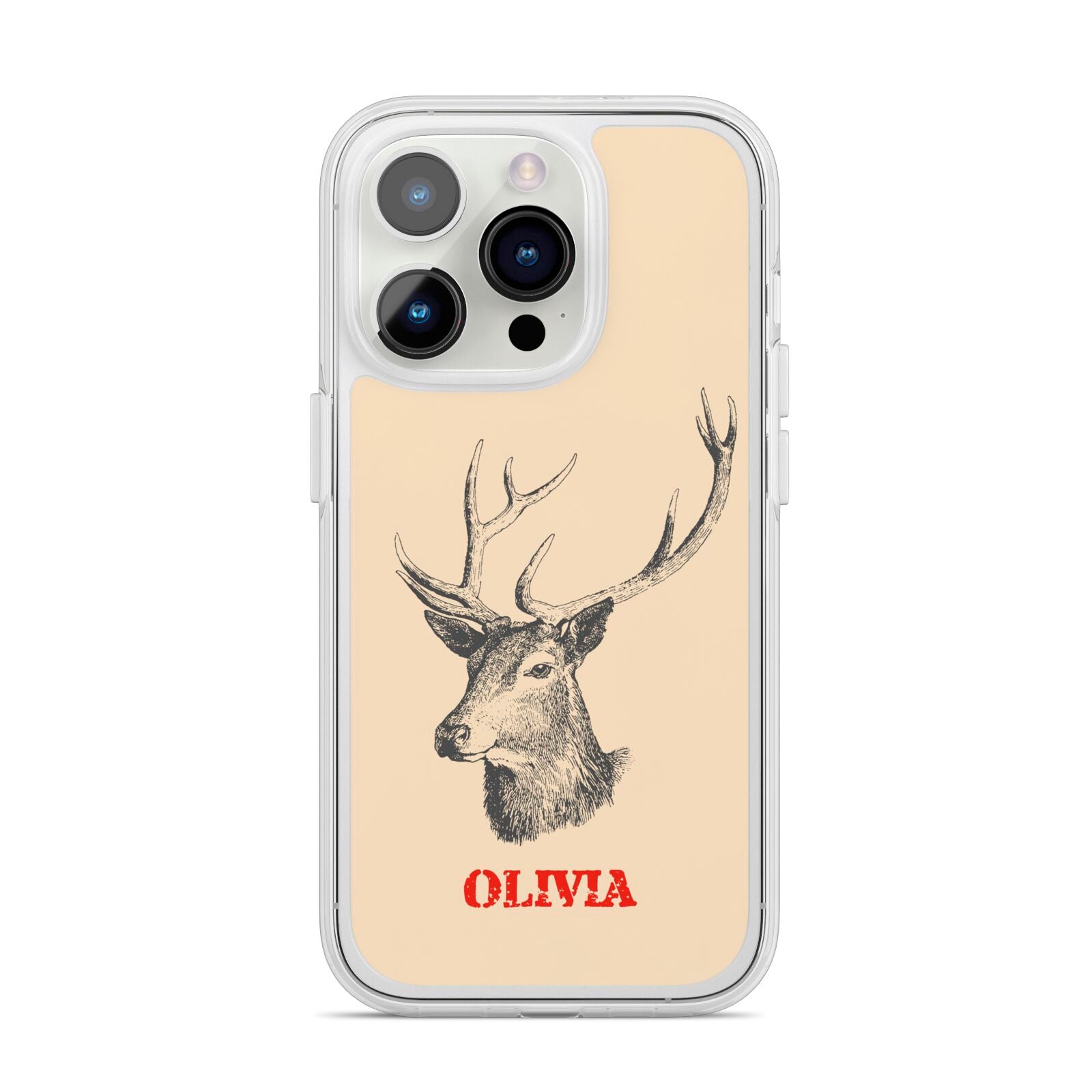 Personalised Rudolph iPhone 14 Pro Clear Tough Case Silver