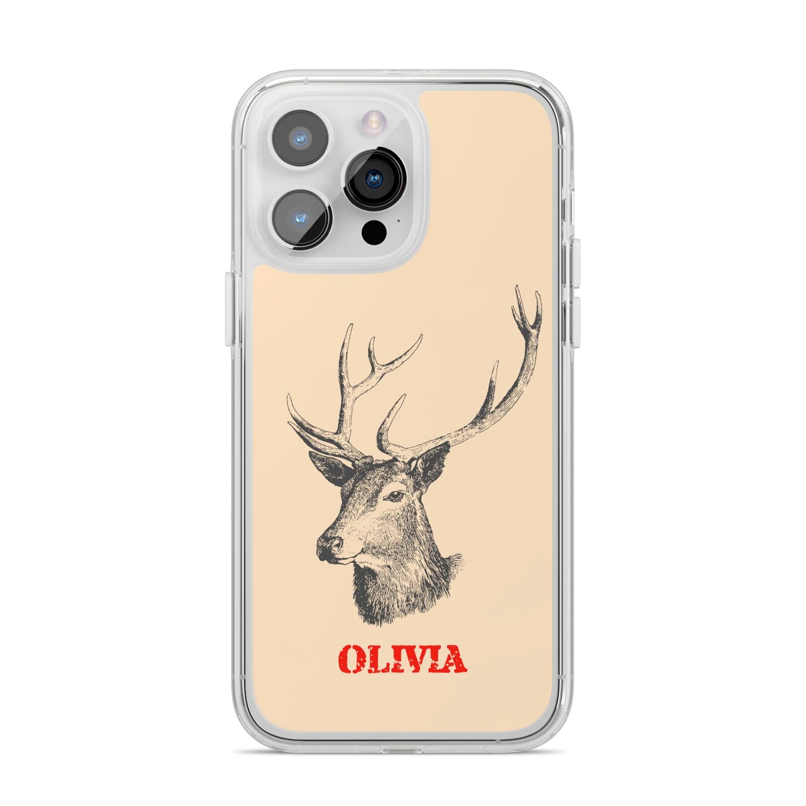 Personalised Rudolph iPhone 14 Pro Max Clear Tough Case Silver