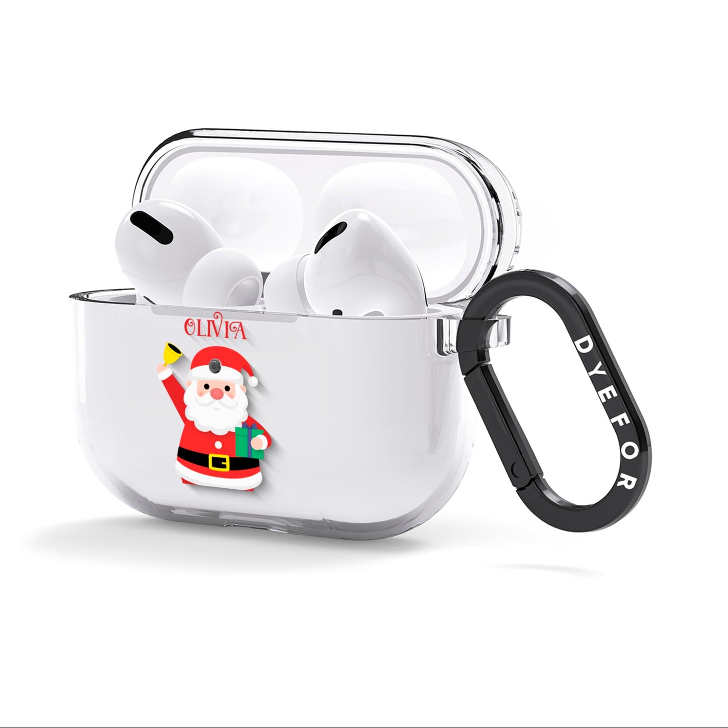 Personalised Santa AirPods Clear Case 3rd Gen Side Image