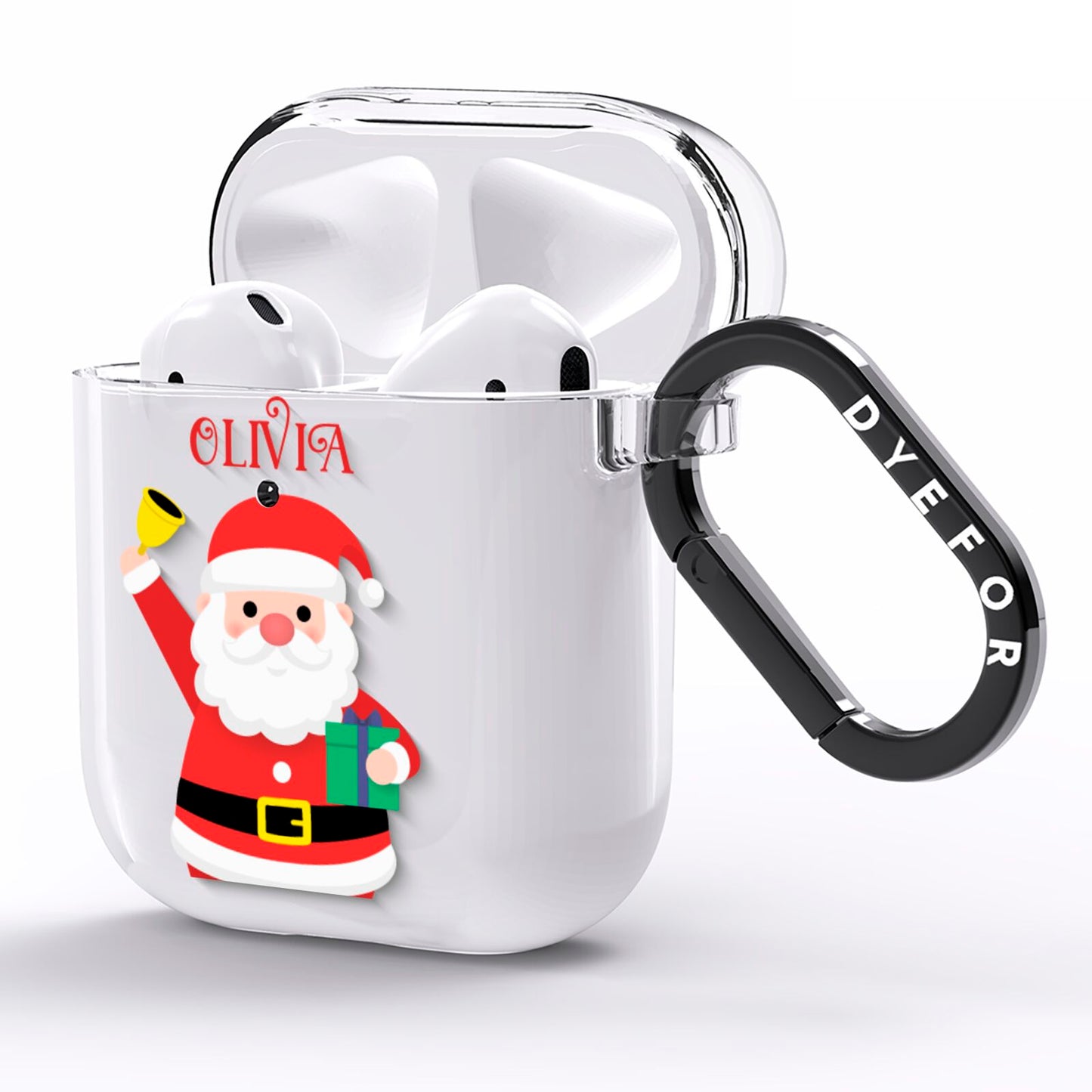 Personalised Santa AirPods Clear Case Side Image