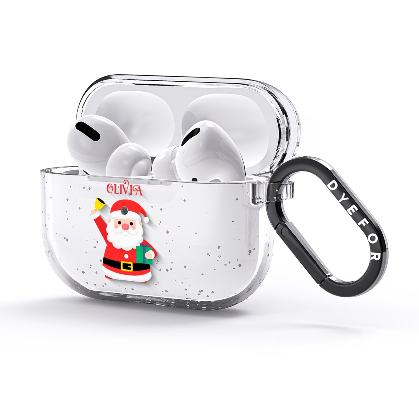 Personalised Santa AirPods Glitter Case 3rd Gen Side Image