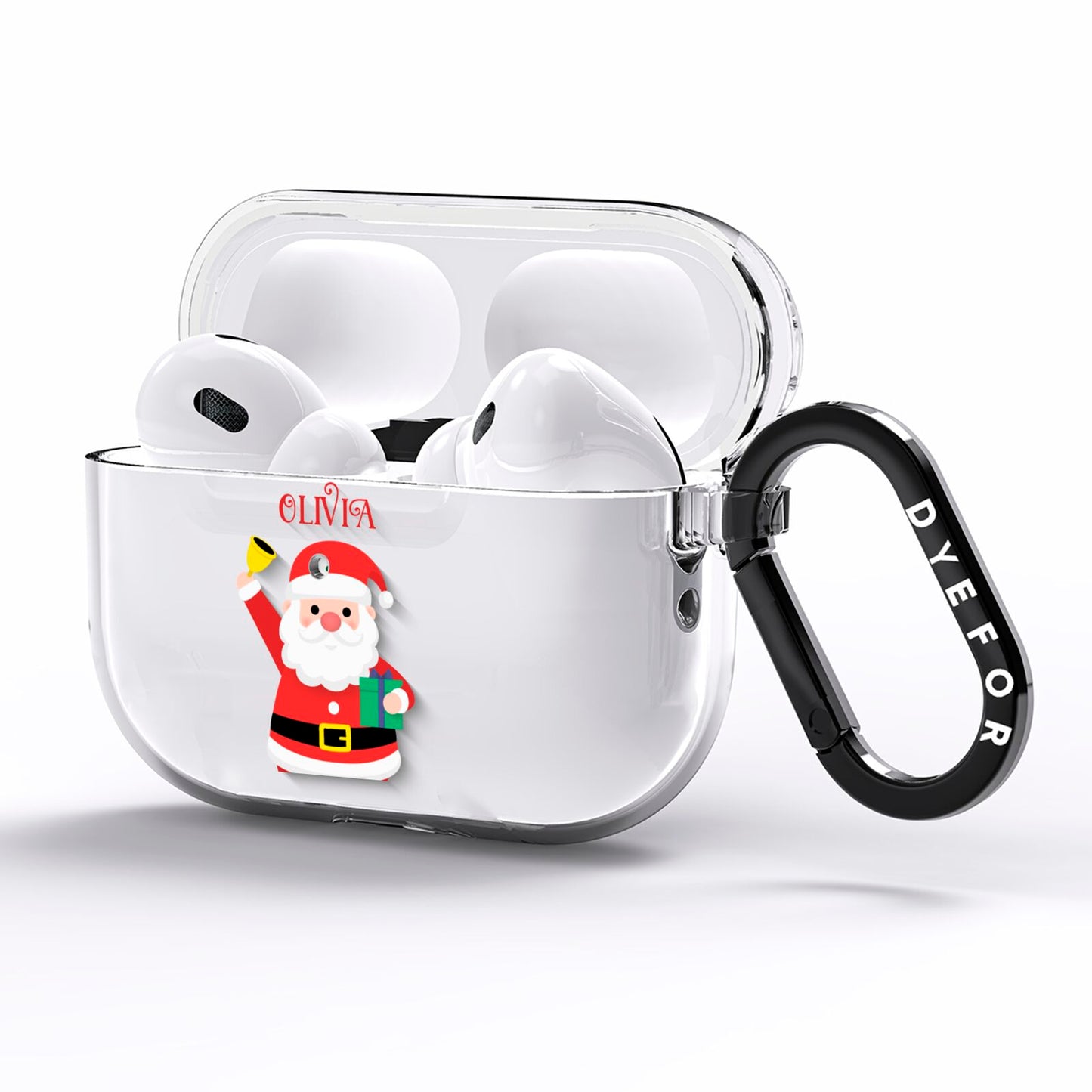 Personalised Santa AirPods Pro Clear Case Side Image