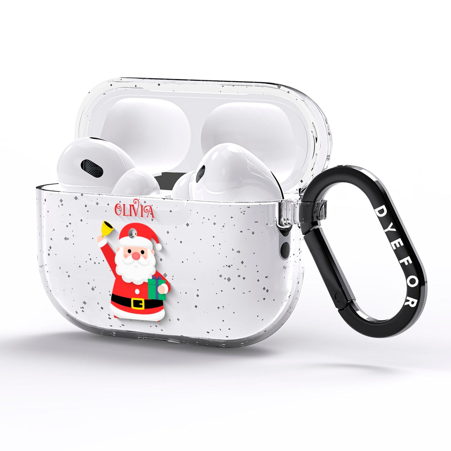 Personalised Santa AirPods Pro Glitter Case Side Image