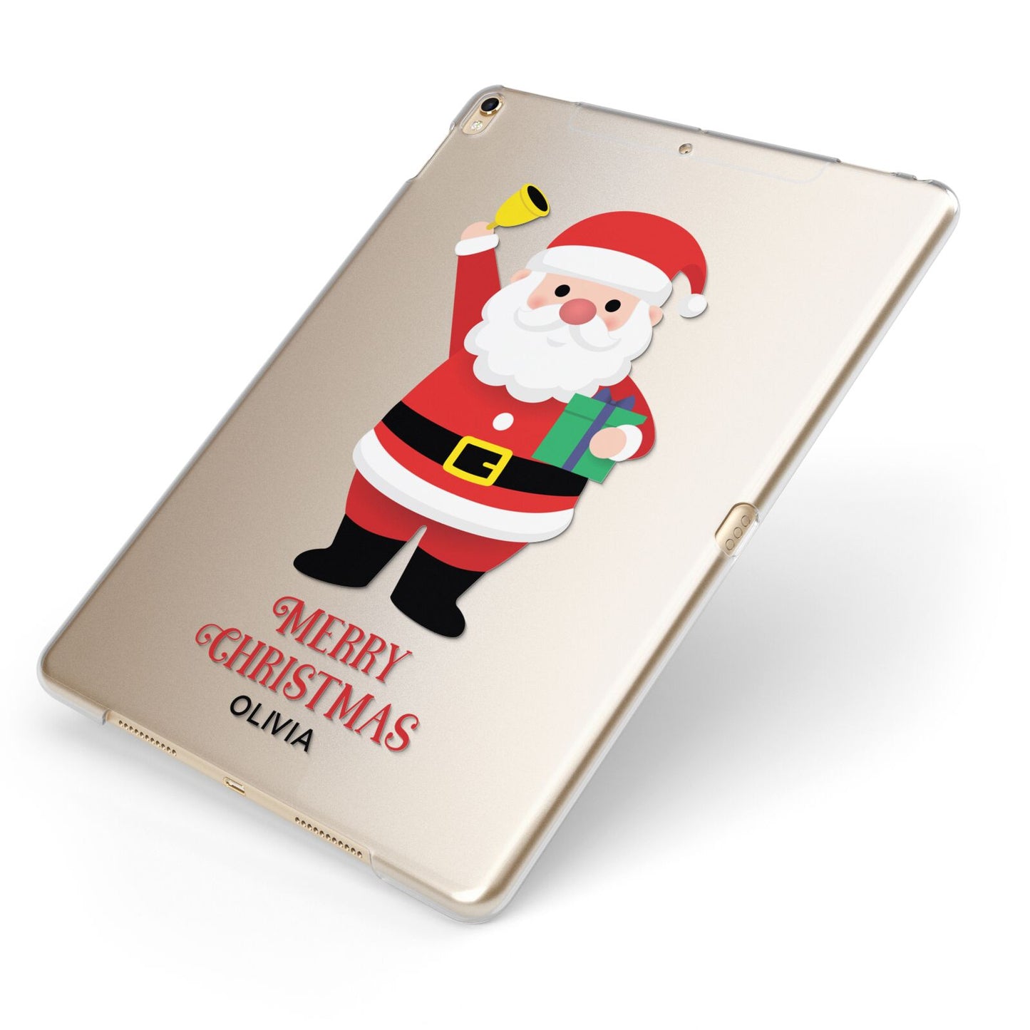 Personalised Santa Apple iPad Case on Gold iPad Side View