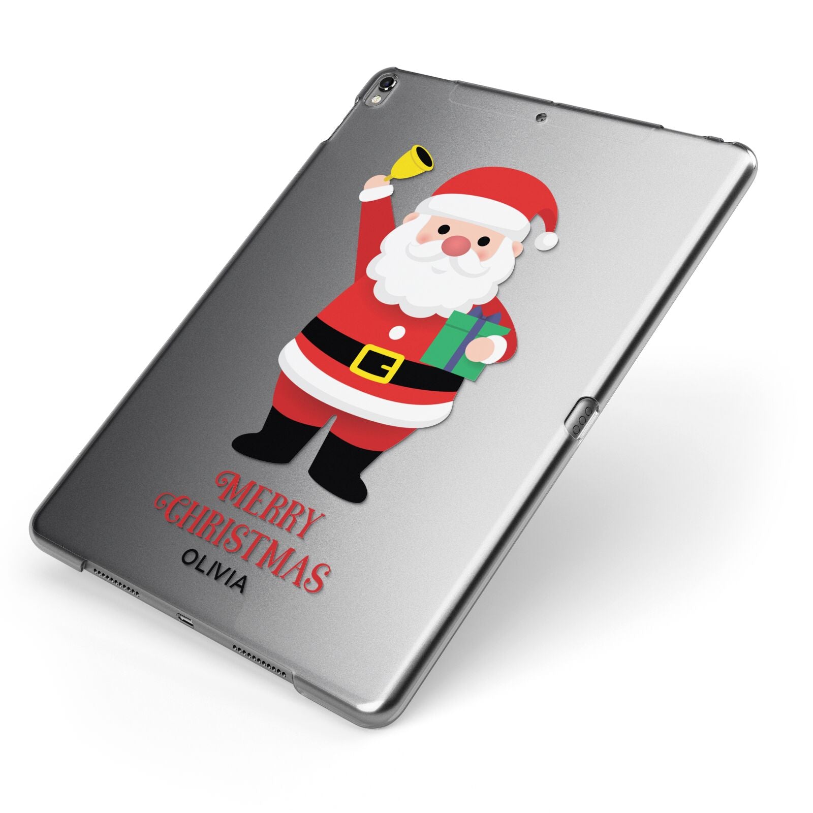 Personalised Santa Apple iPad Case on Grey iPad Side View