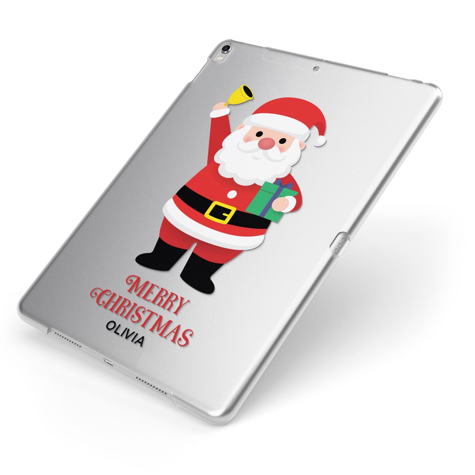 Personalised Santa Apple iPad Case on Silver iPad Side View