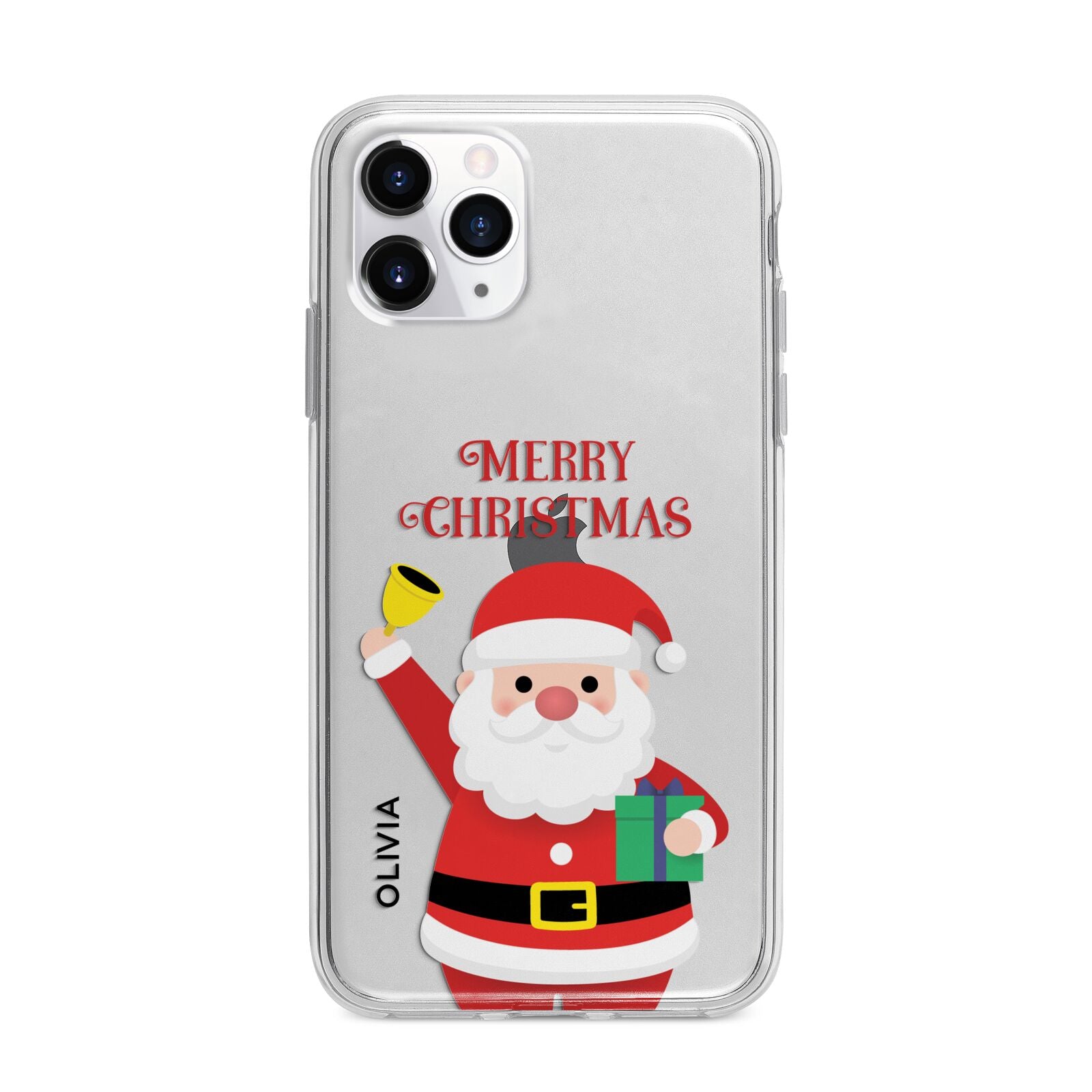 Personalised Santa Apple iPhone 11 Pro Max in Silver with Bumper Case