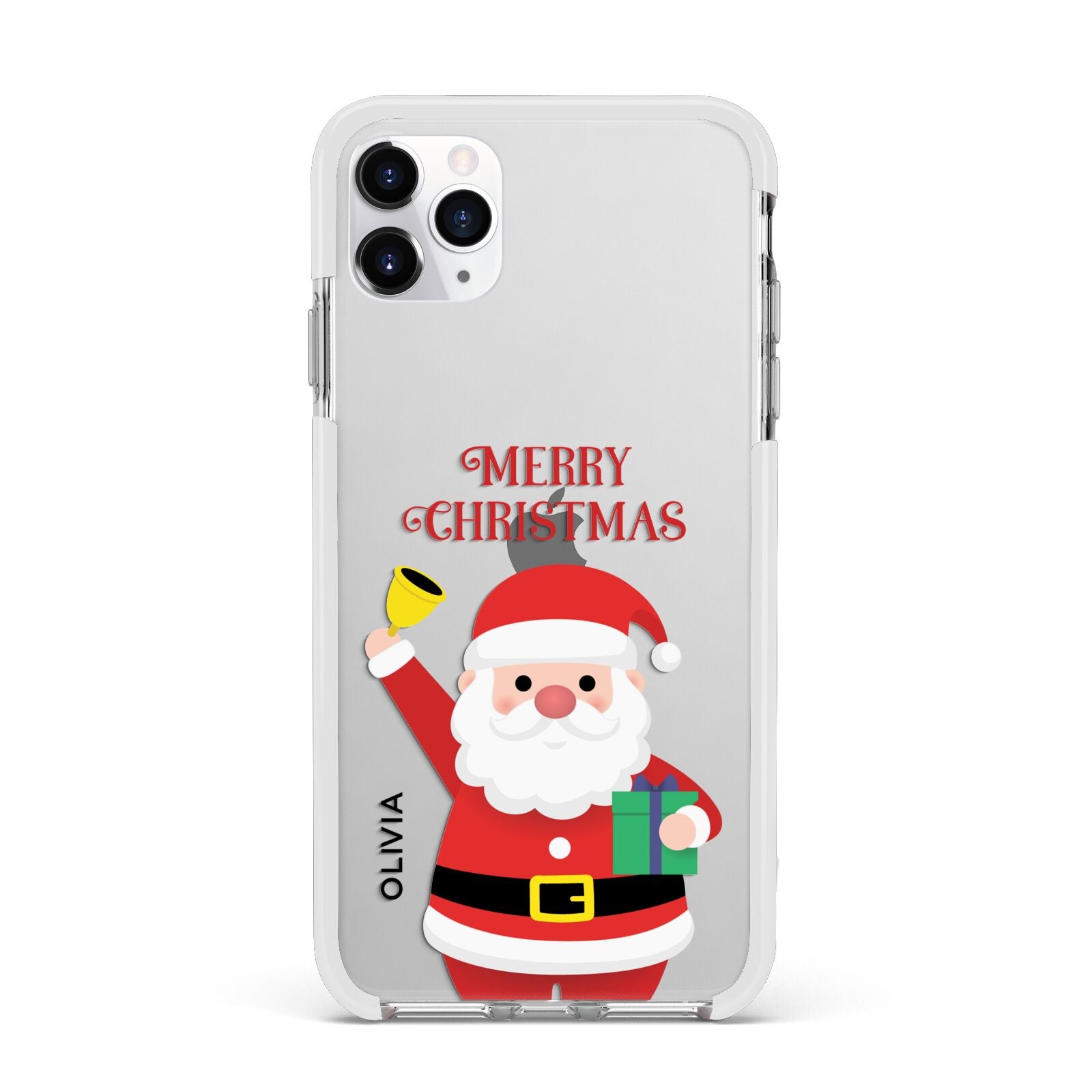 Personalised Santa Apple iPhone 11 Pro Max in Silver with White Impact Case