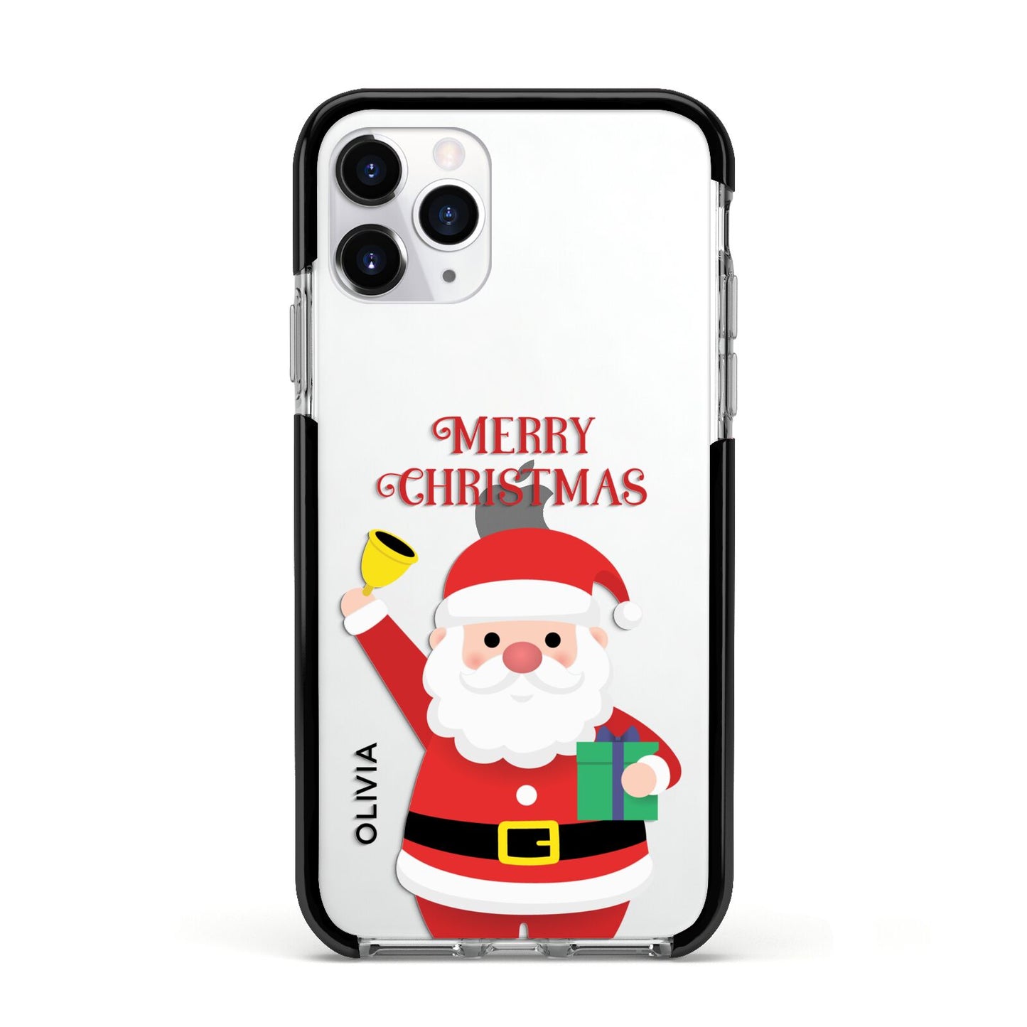 Personalised Santa Apple iPhone 11 Pro in Silver with Black Impact Case