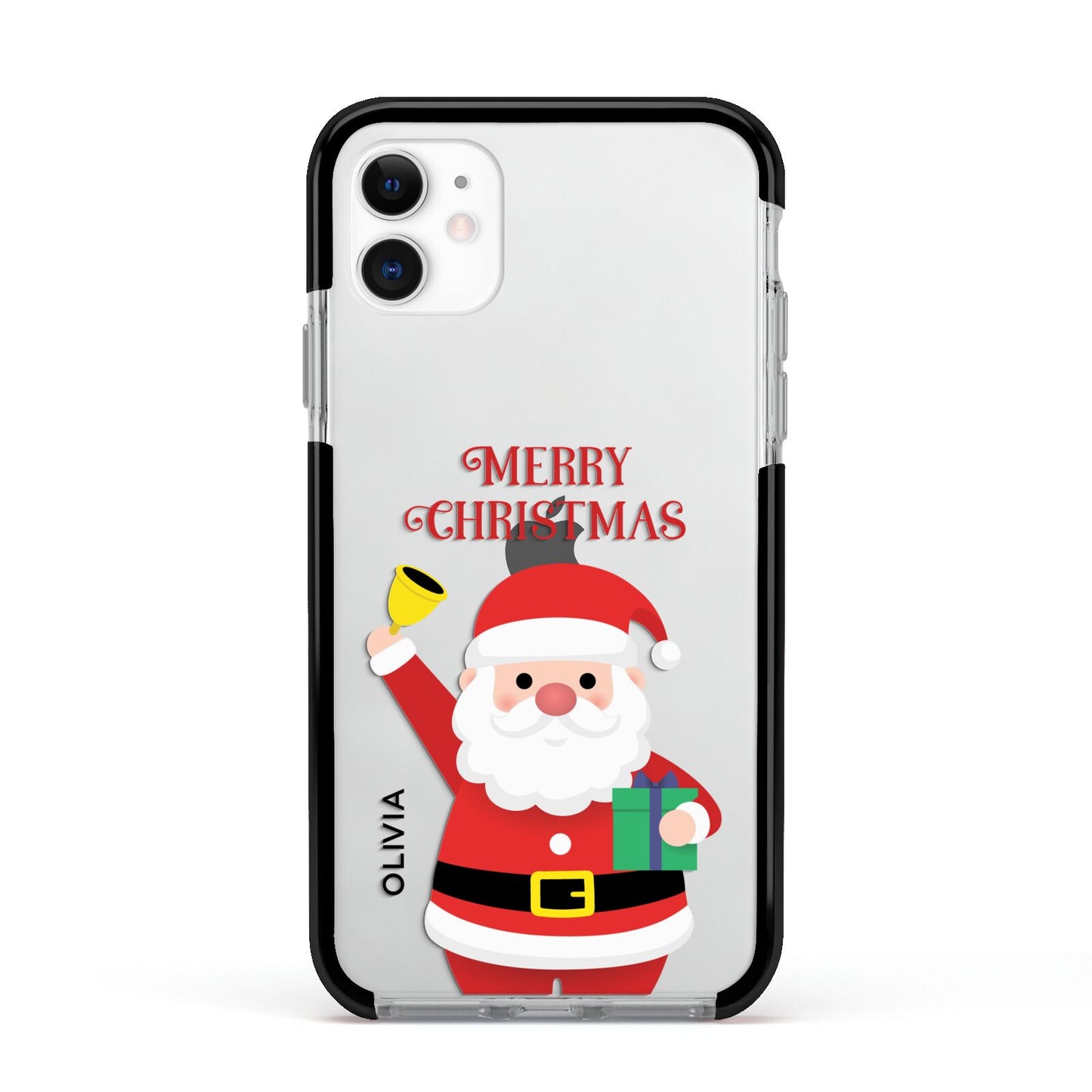 Personalised Santa Apple iPhone 11 in White with Black Impact Case