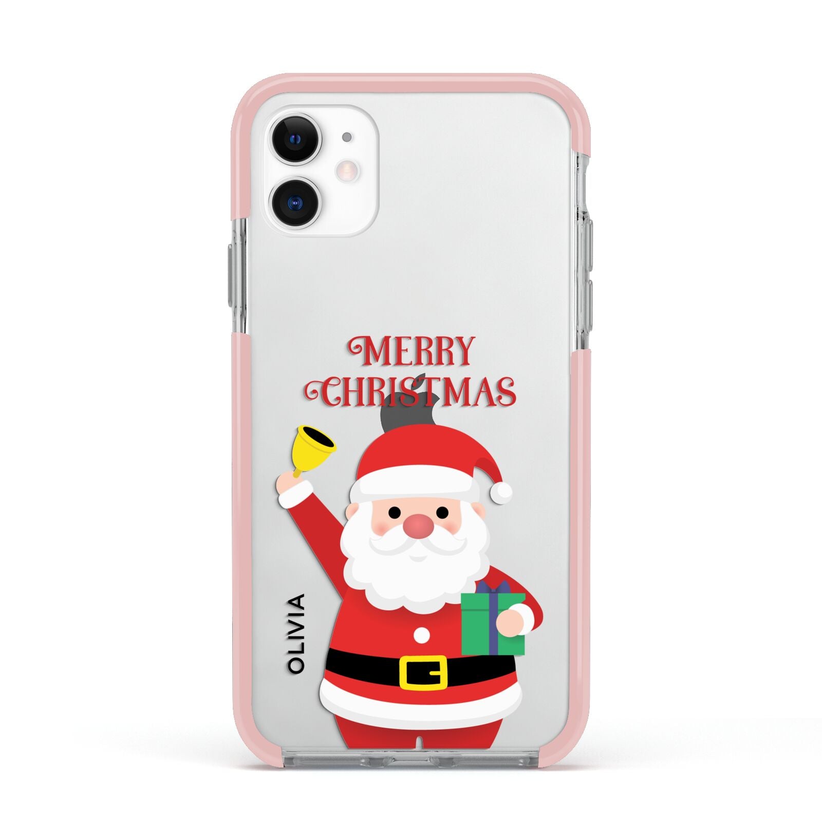 Personalised Santa Apple iPhone 11 in White with Pink Impact Case