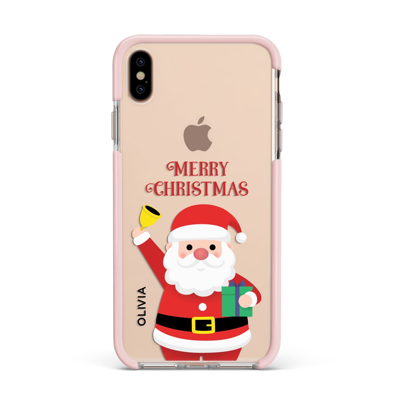 Personalised Santa Apple iPhone Xs Max Impact Case Pink Edge on Gold Phone