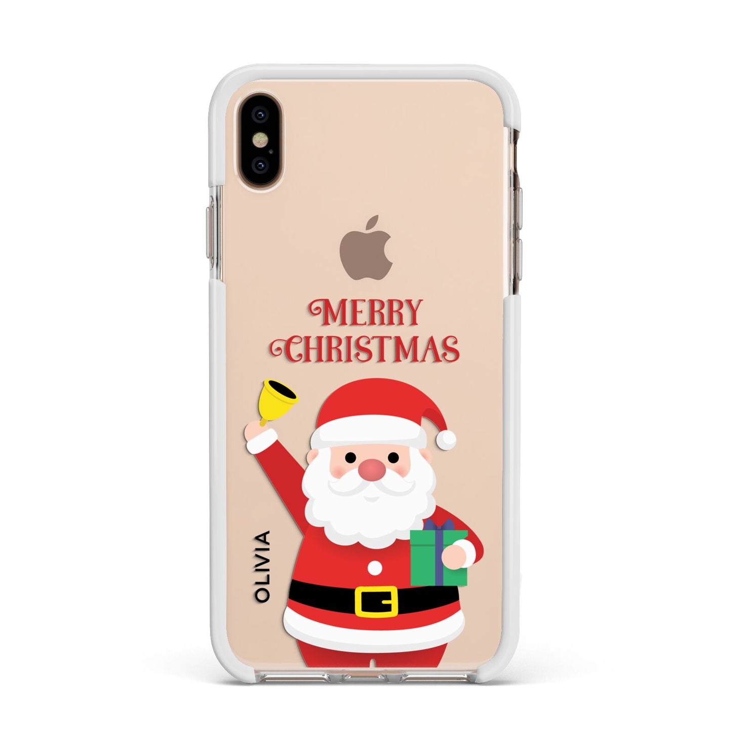 Personalised Santa Apple iPhone Xs Max Impact Case White Edge on Gold Phone