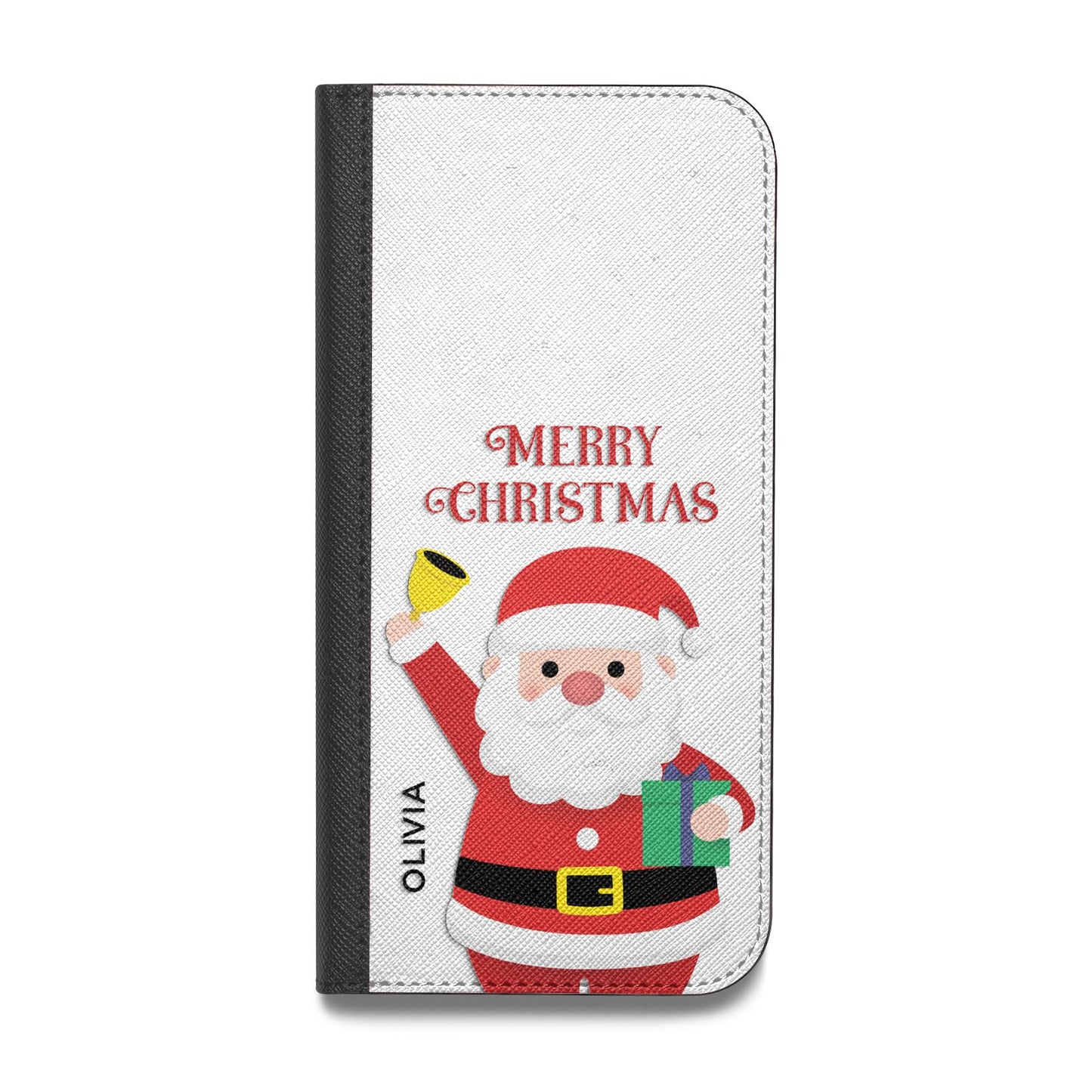 Personalised Santa Vegan Leather Flip iPhone Case