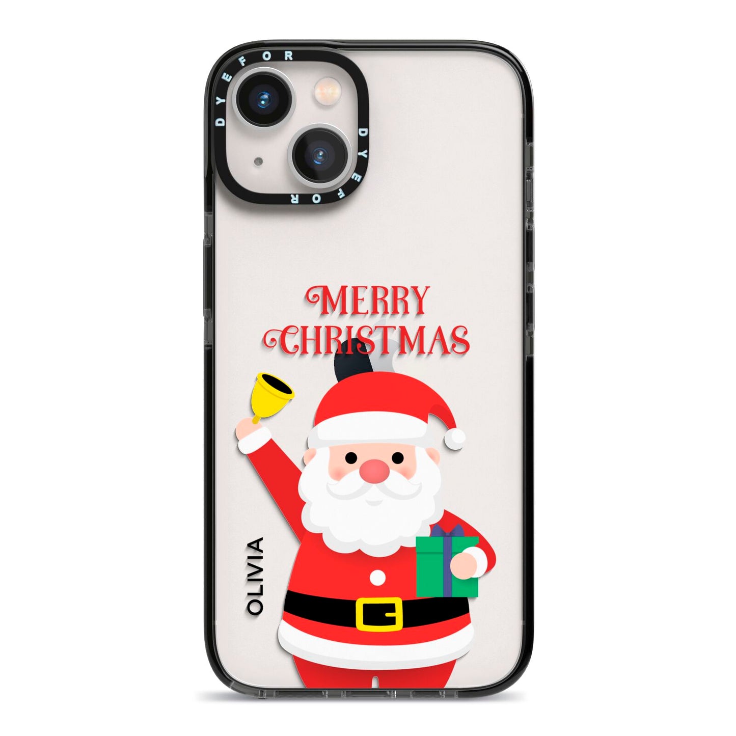 Personalised Santa iPhone 13 Black Impact Case on Silver phone