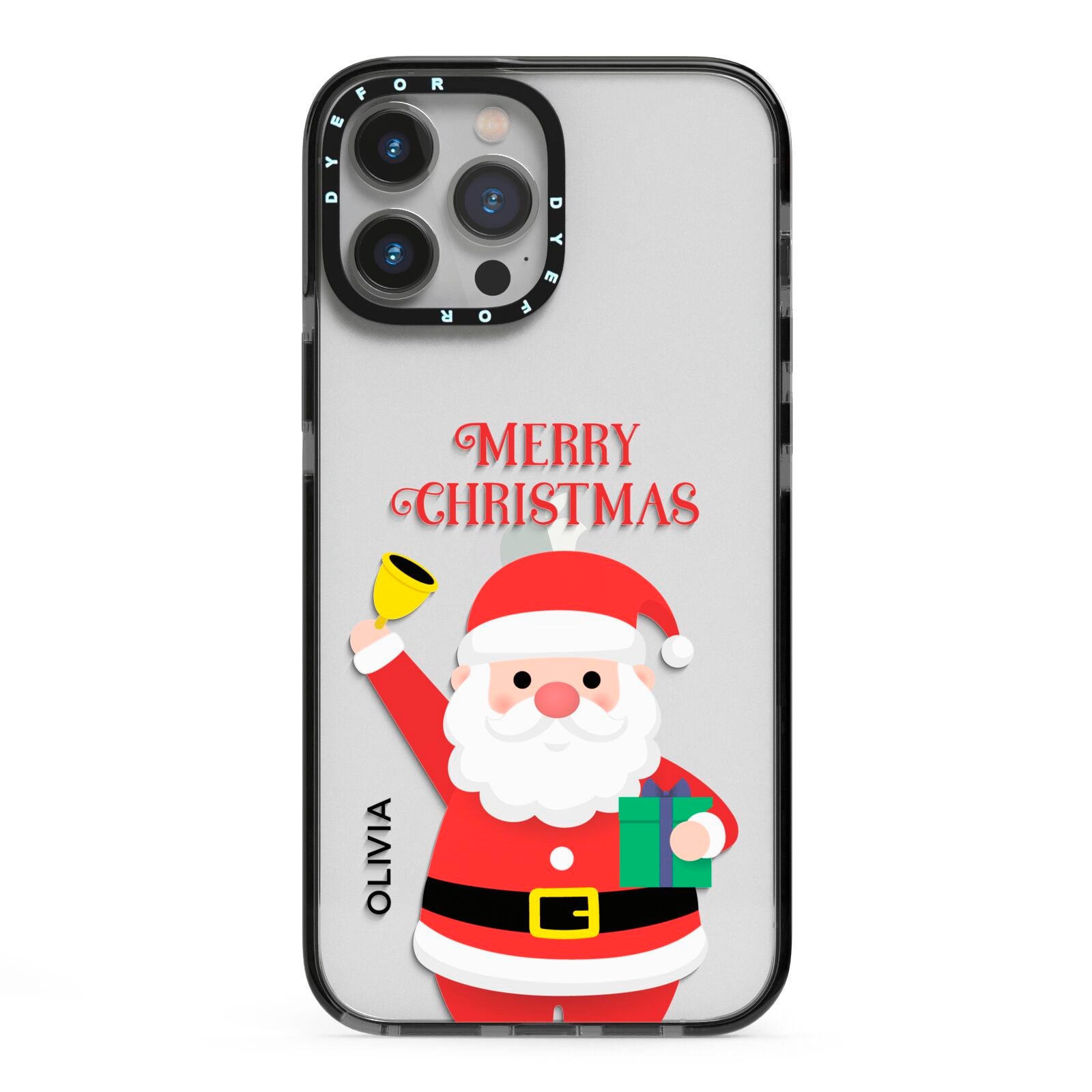 Personalised Santa iPhone 13 Pro Max Black Impact Case on Silver phone