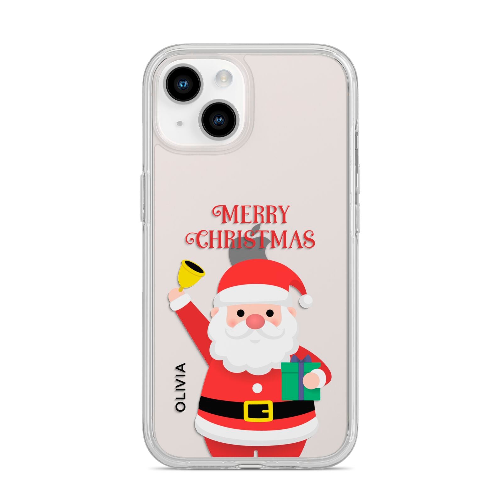 Personalised Santa iPhone 14 Clear Tough Case Starlight