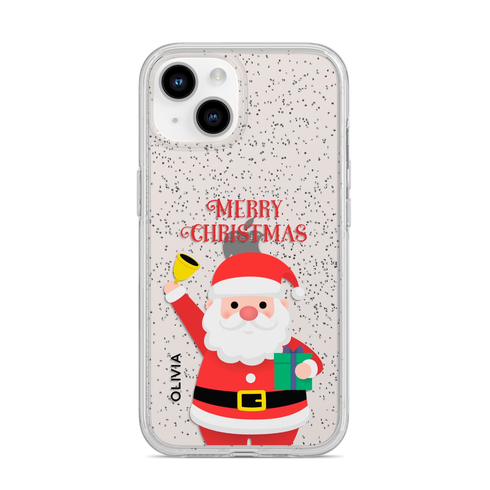 Personalised Santa iPhone 14 Glitter Tough Case Starlight