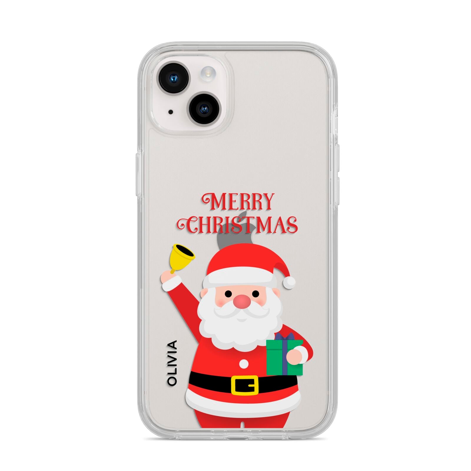 Personalised Santa iPhone 14 Plus Clear Tough Case Starlight