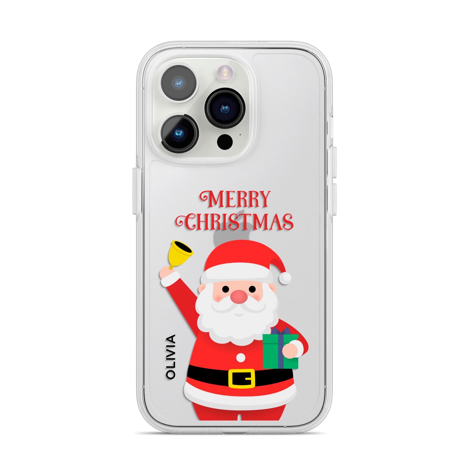 Personalised Santa iPhone 14 Pro Clear Tough Case Silver