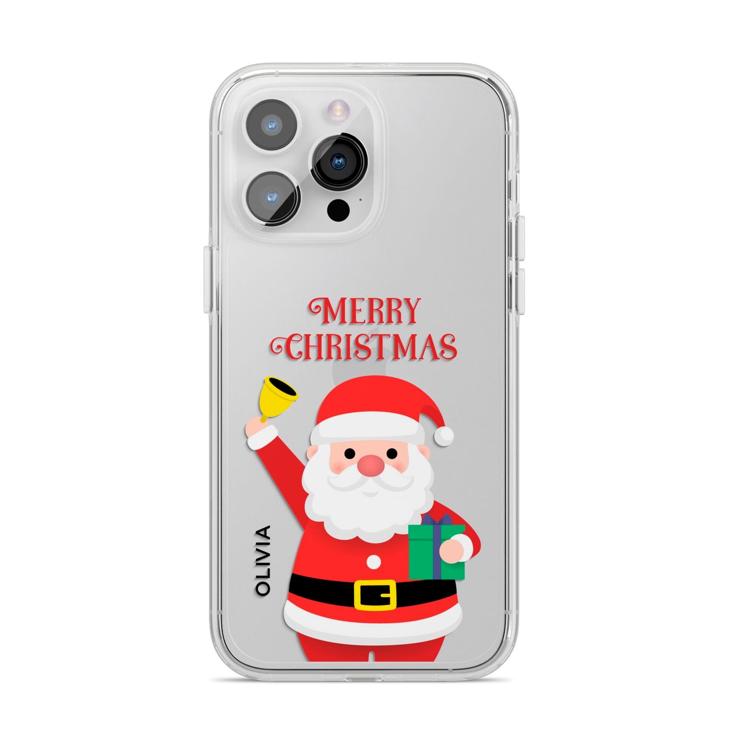 Personalised Santa iPhone 14 Pro Max Clear Tough Case Silver