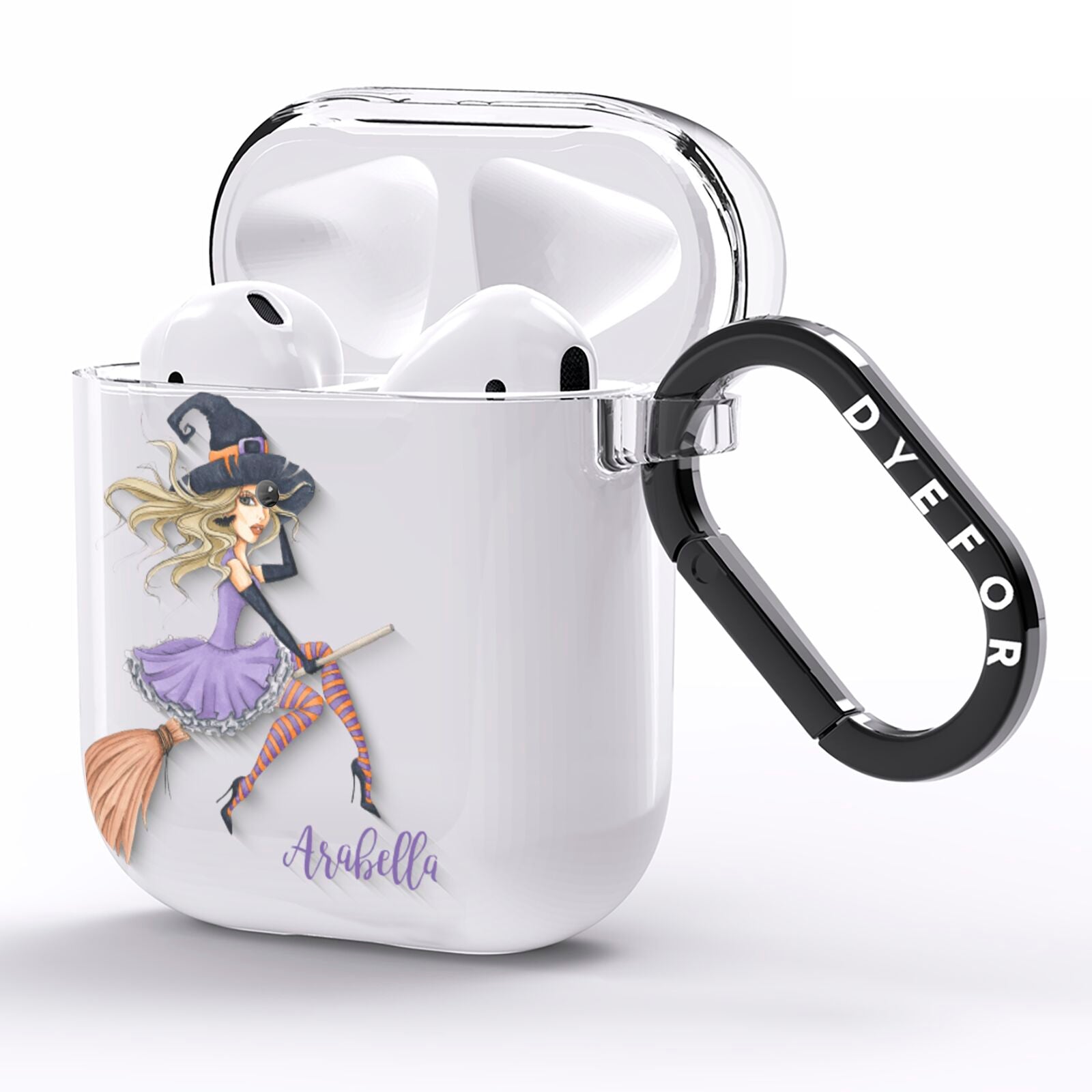 Personalised Sassy Witch AirPods Clear Case Side Image