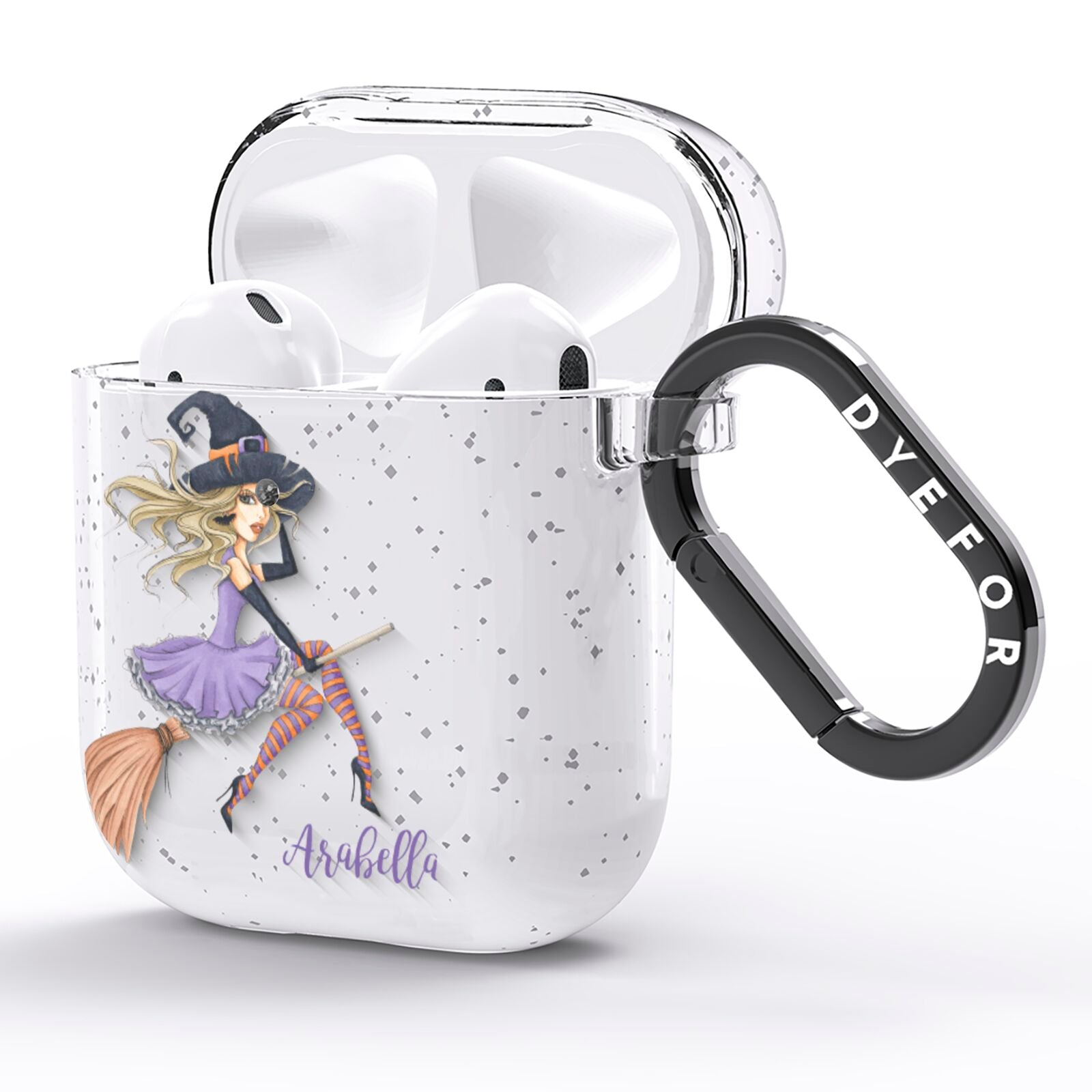 Personalised Sassy Witch AirPods Glitter Case Side Image