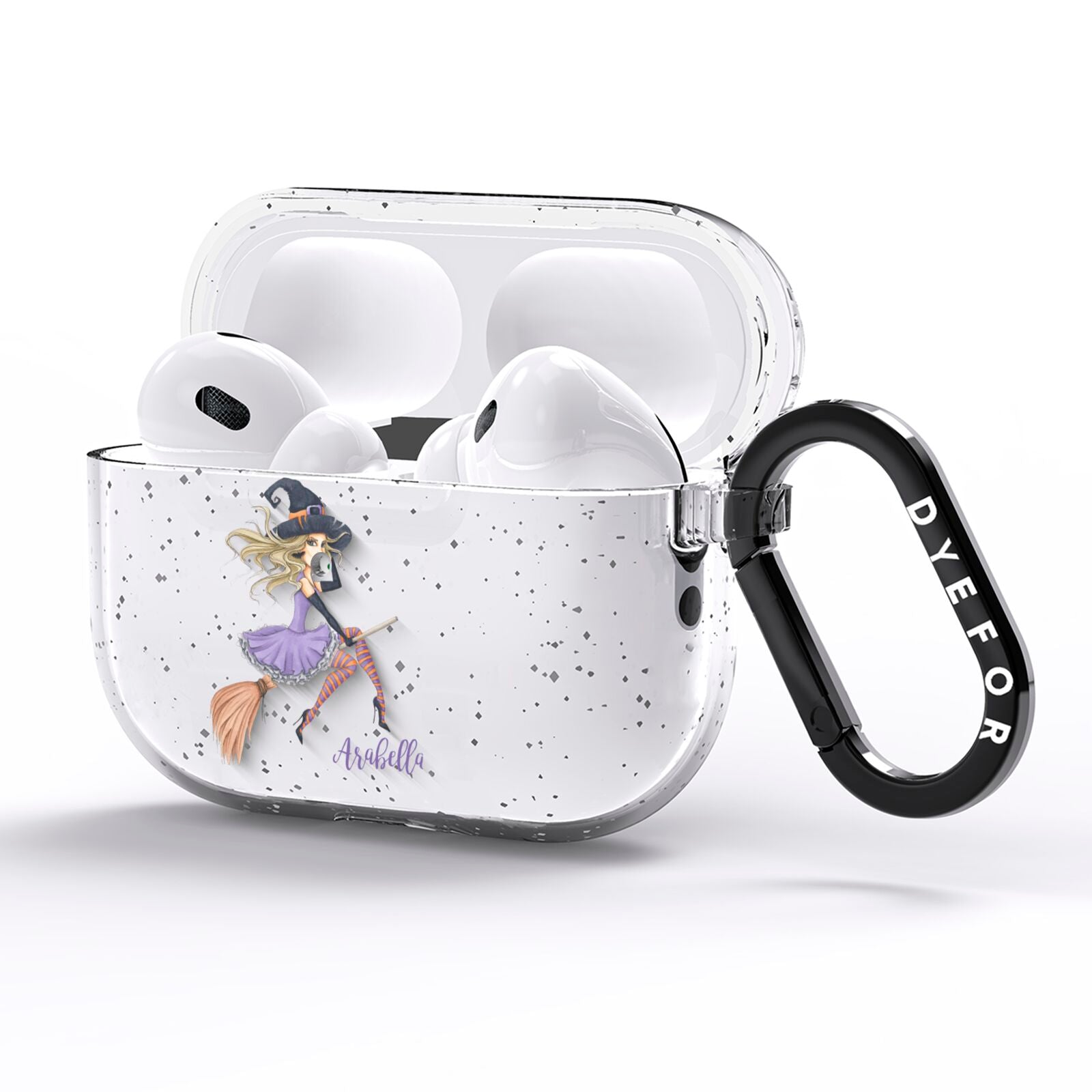 Personalised Sassy Witch AirPods Pro Glitter Case Side Image