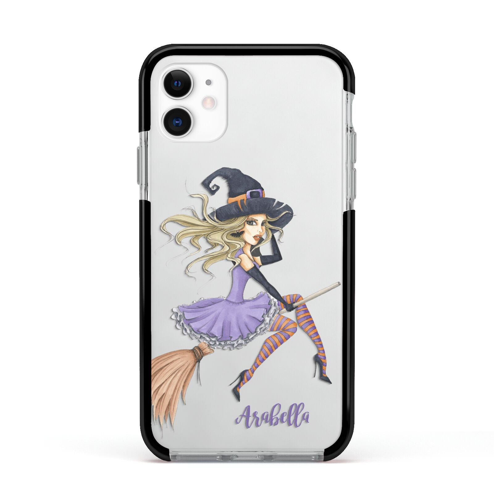 Personalised Sassy Witch Apple iPhone 11 in White with Black Impact Case