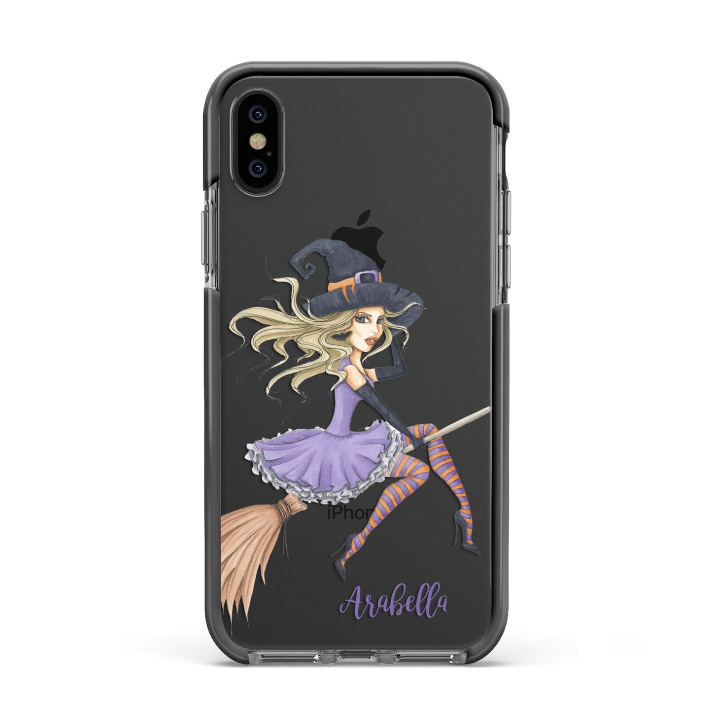 Personalised Sassy Witch Apple iPhone Xs Impact Case Black Edge on Black Phone