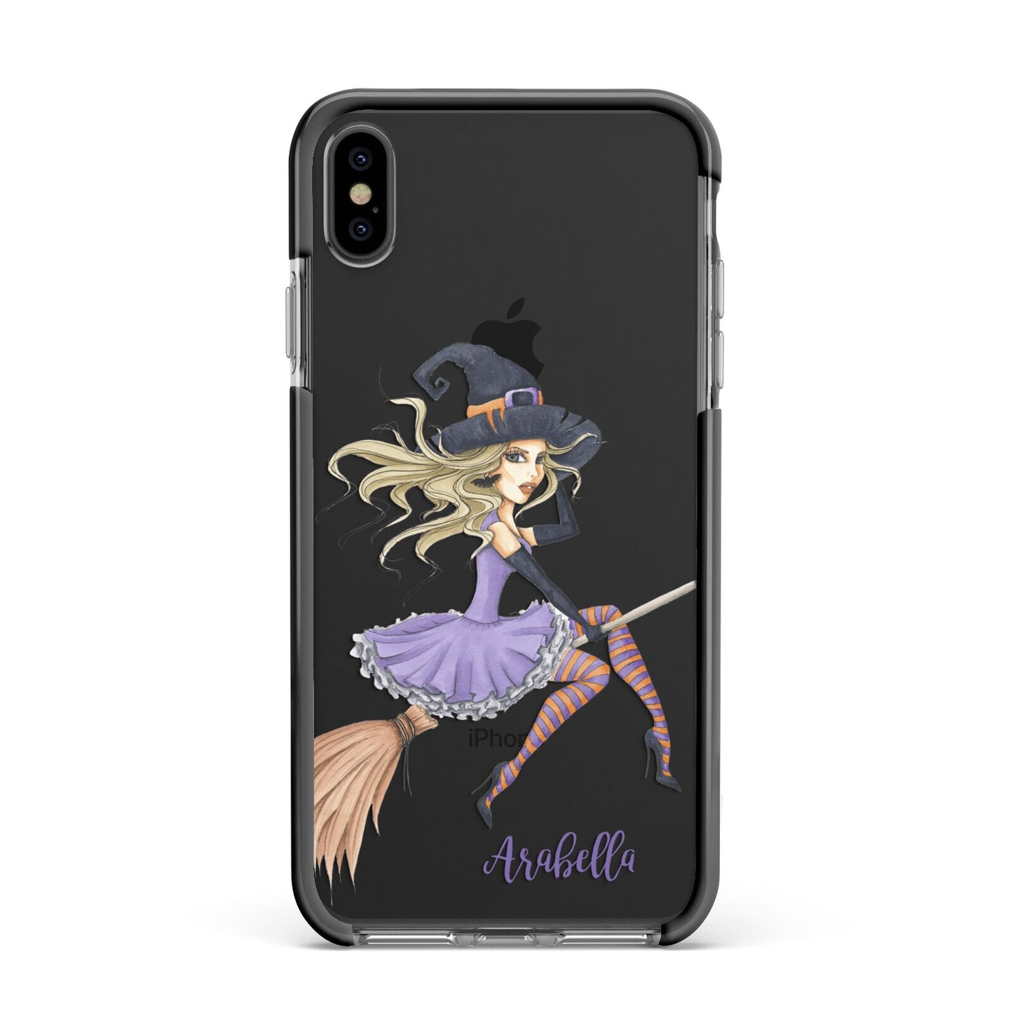 Personalised Sassy Witch Apple iPhone Xs Max Impact Case Black Edge on Black Phone