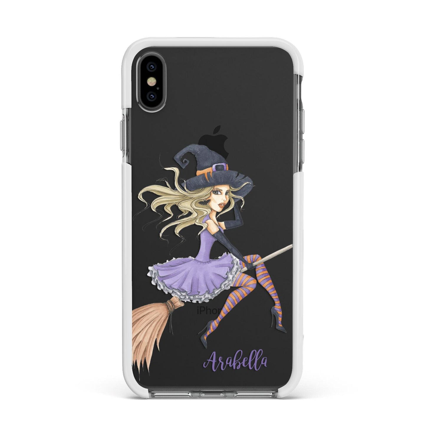 Personalised Sassy Witch Apple iPhone Xs Max Impact Case White Edge on Black Phone