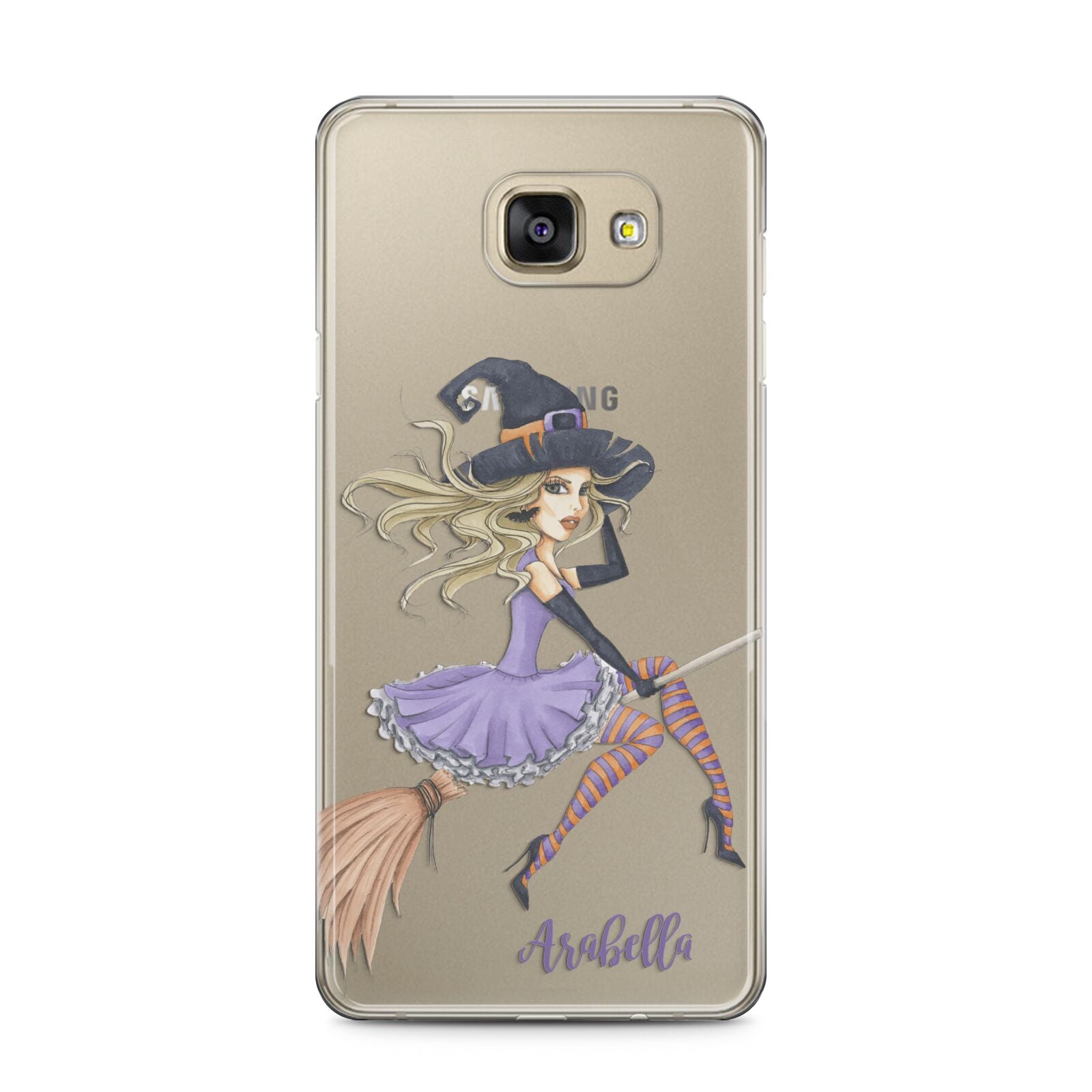 Personalised Sassy Witch Samsung Galaxy A5 2016 Case on gold phone