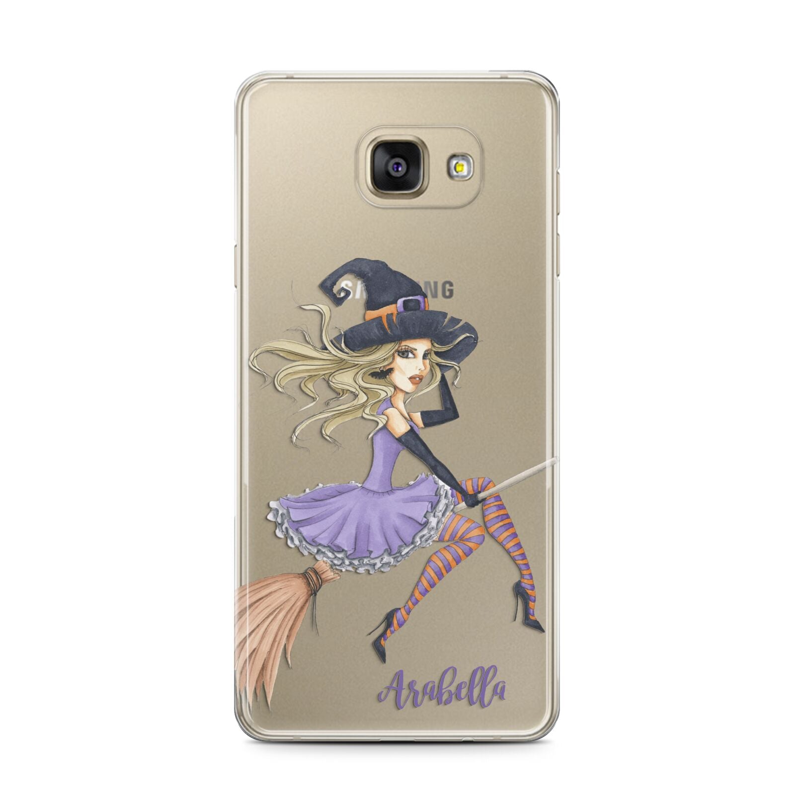 Personalised Sassy Witch Samsung Galaxy A7 2016 Case on gold phone