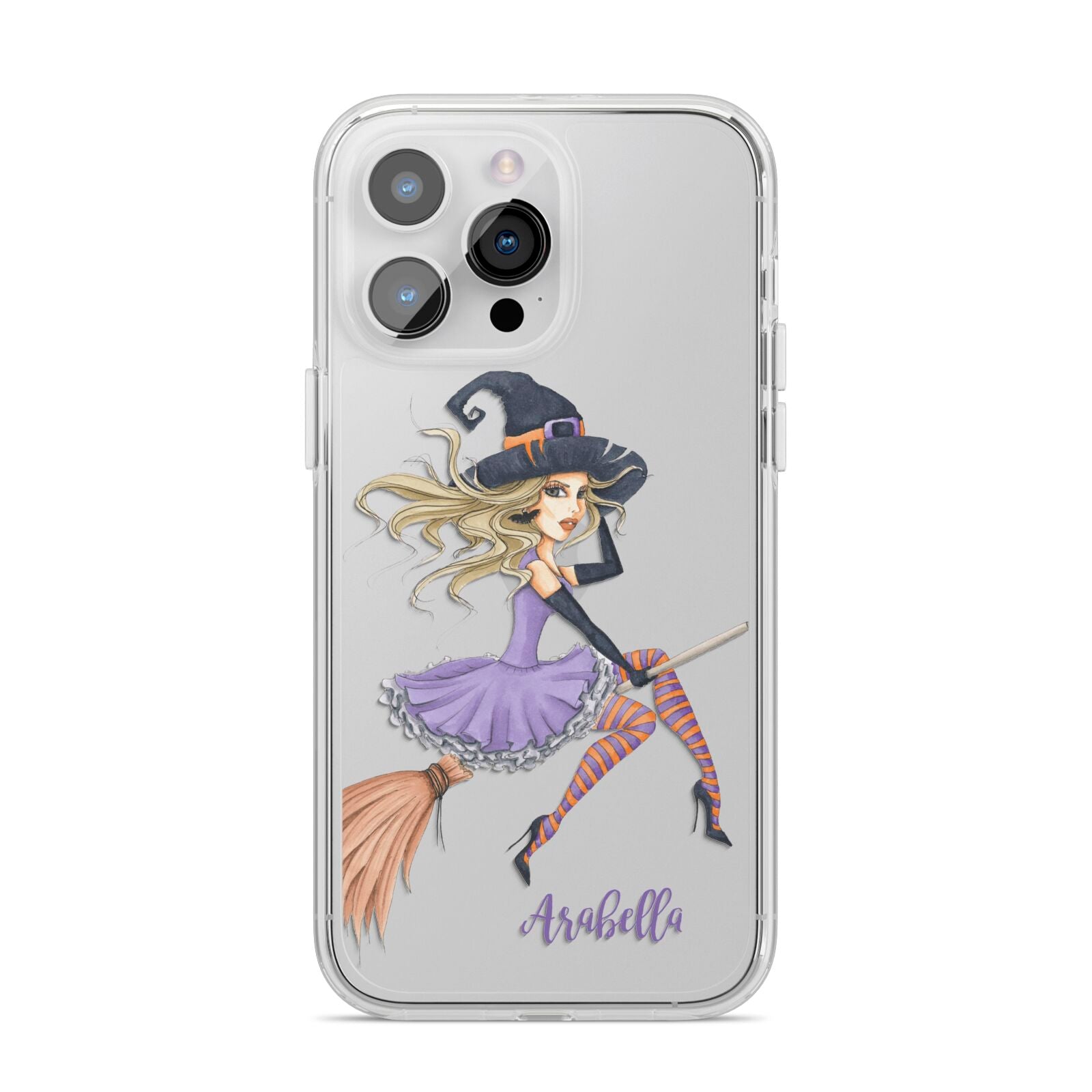 Personalised Sassy Witch iPhone 14 Pro Max Clear Tough Case Silver