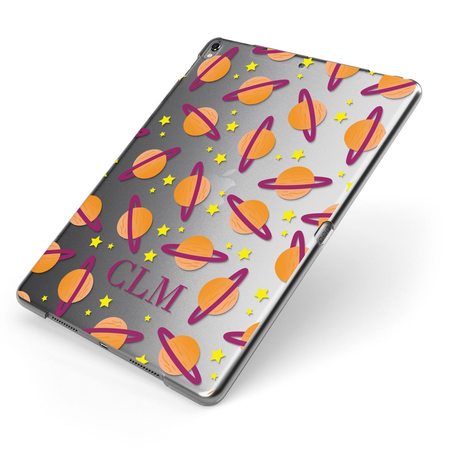 Personalised Saturn Initials Apple iPad Case on Grey iPad Side View