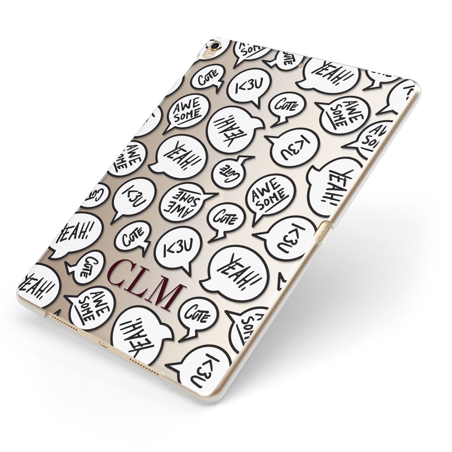 Personalised Sayings With Initials Apple iPad Case on Gold iPad Side View