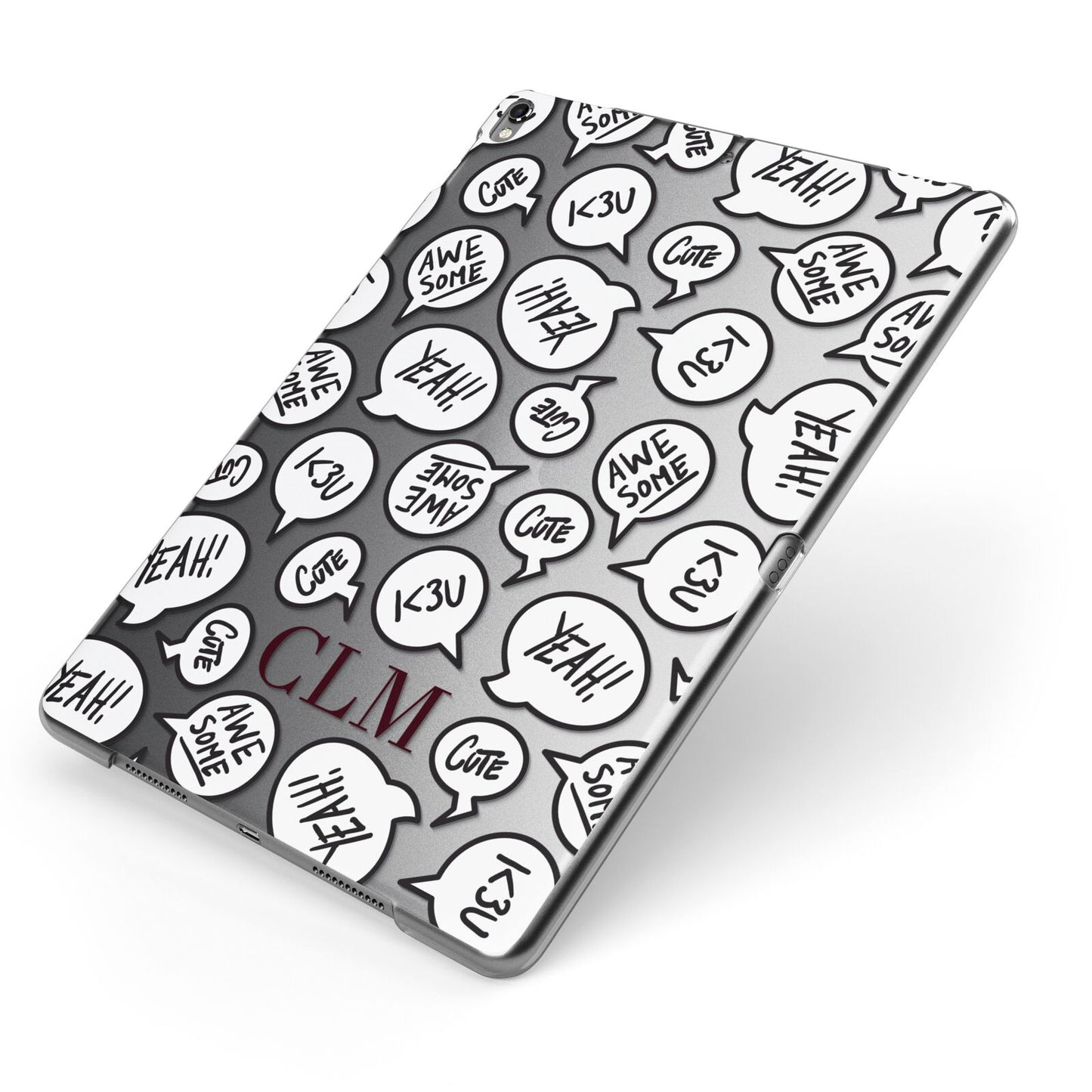 Personalised Sayings With Initials Apple iPad Case on Grey iPad Side View