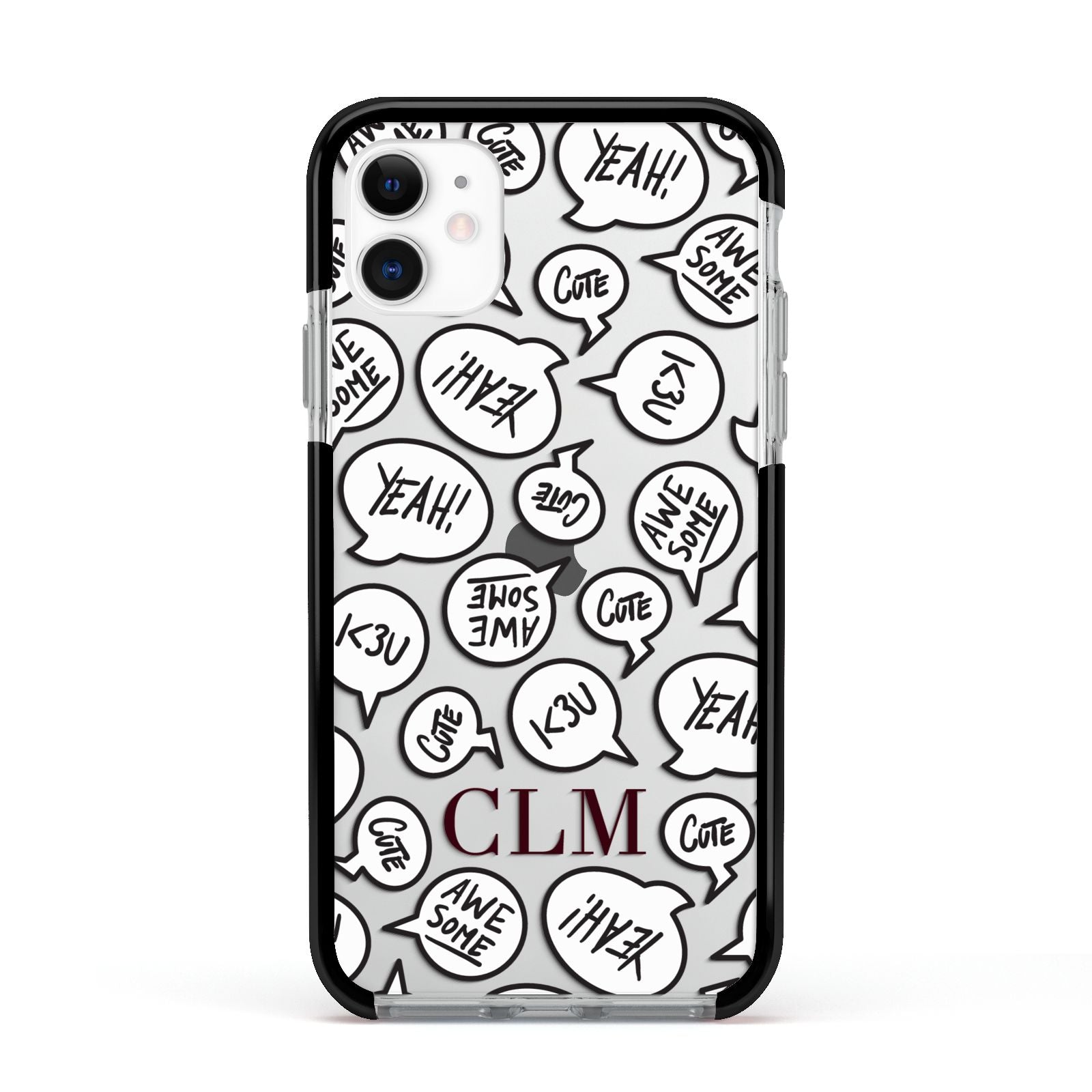 Personalised Sayings With Initials Apple iPhone 11 in White with Black Impact Case