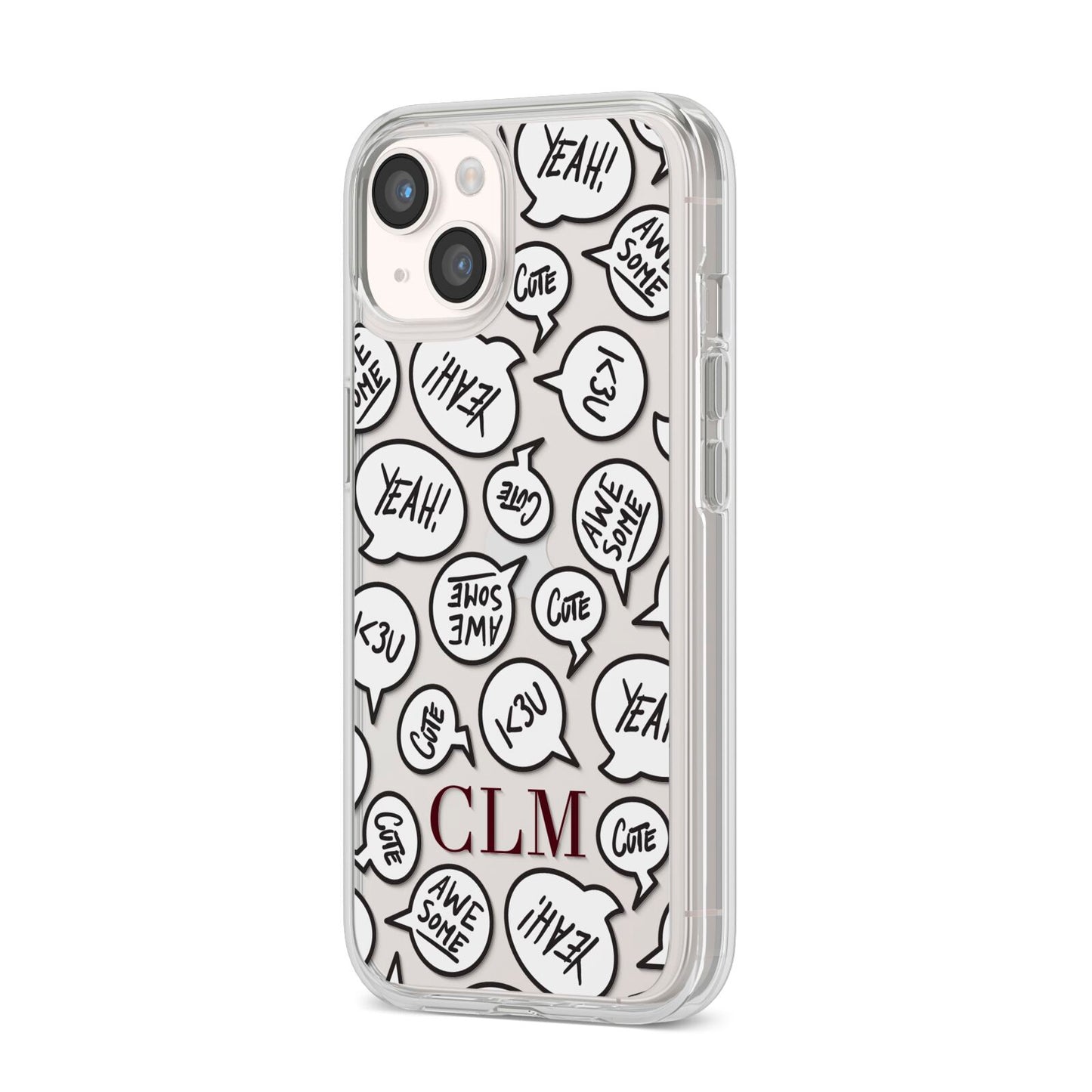 Personalised Sayings With Initials iPhone 14 Clear Tough Case Starlight Angled Image