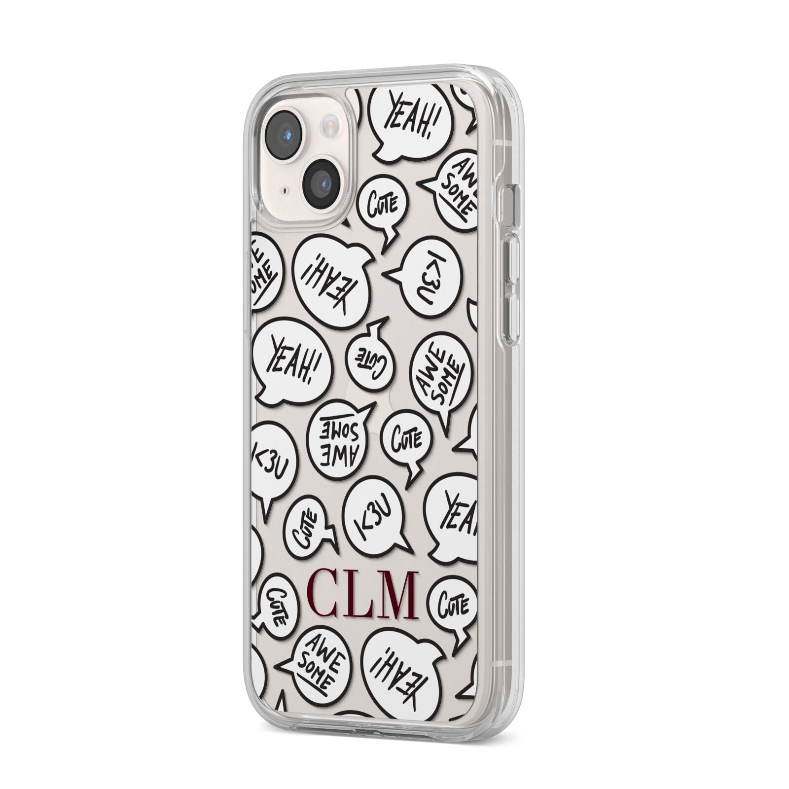 Personalised Sayings With Initials iPhone 14 Plus Clear Tough Case Starlight Angled Image