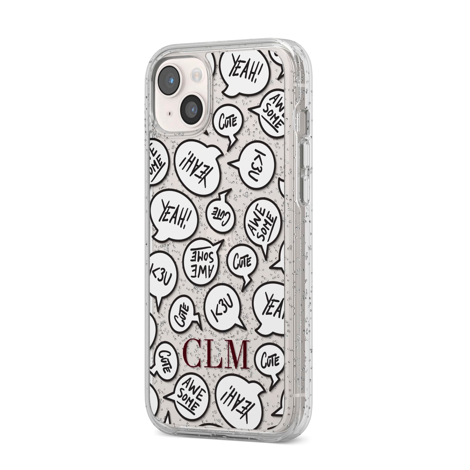 Personalised Sayings With Initials iPhone 14 Plus Glitter Tough Case Starlight Angled Image